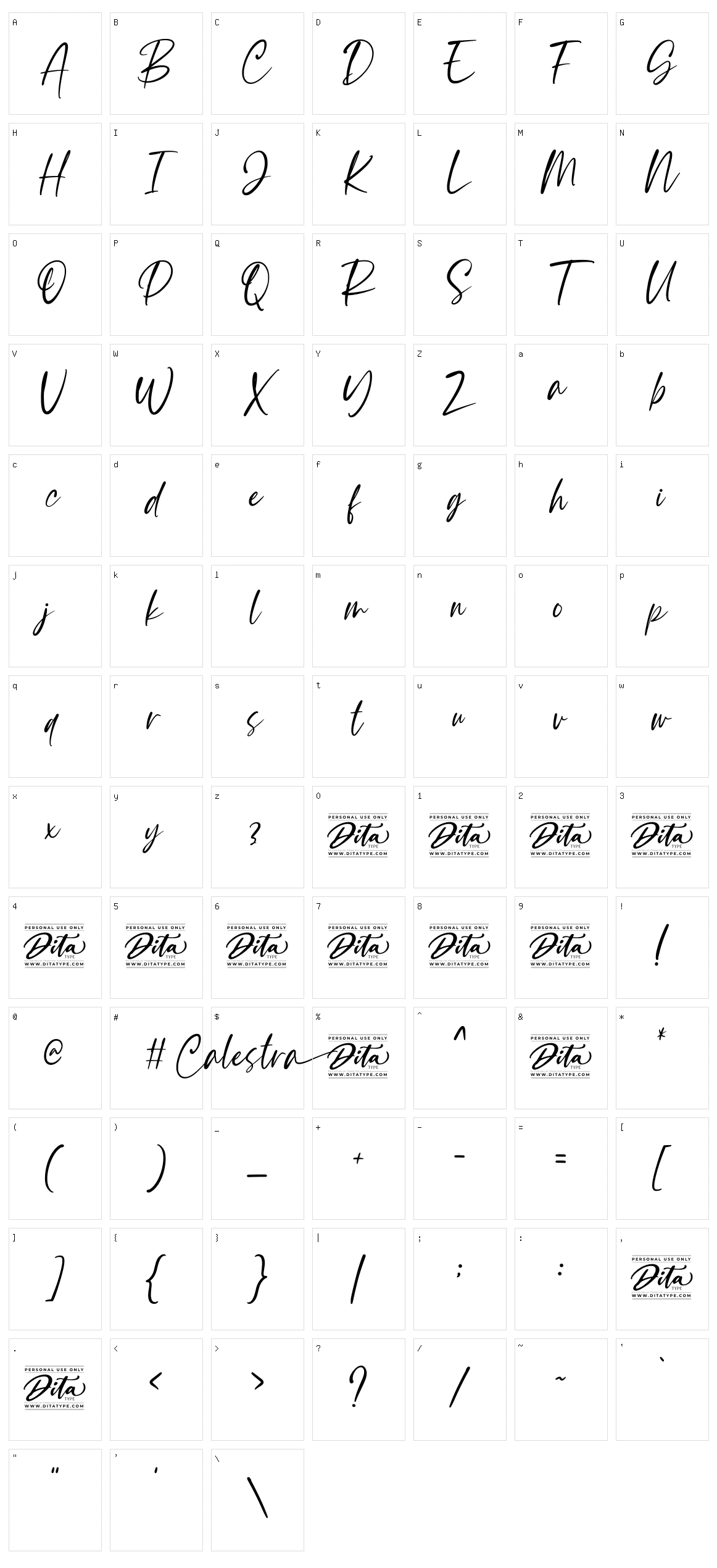 Calestra Character Set