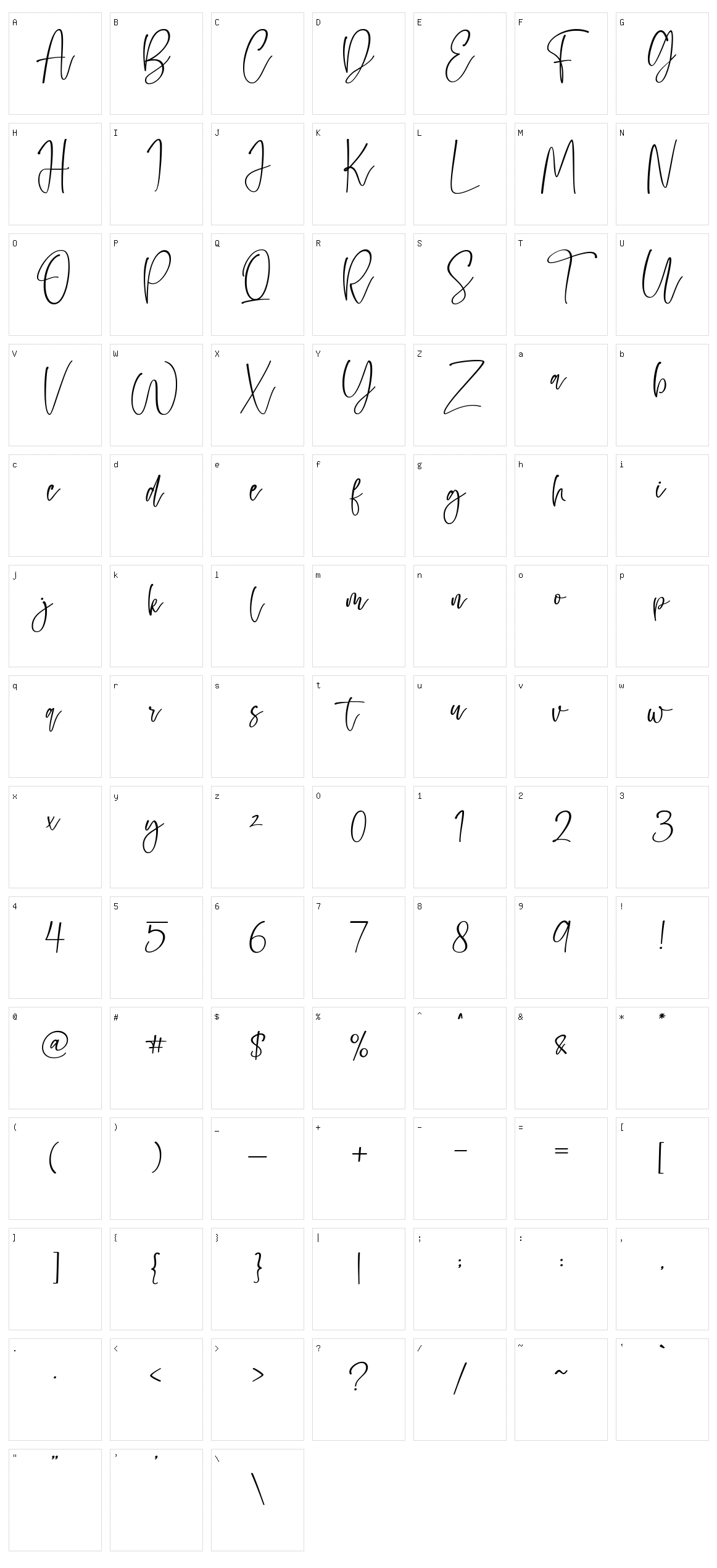 Calista Character Set
