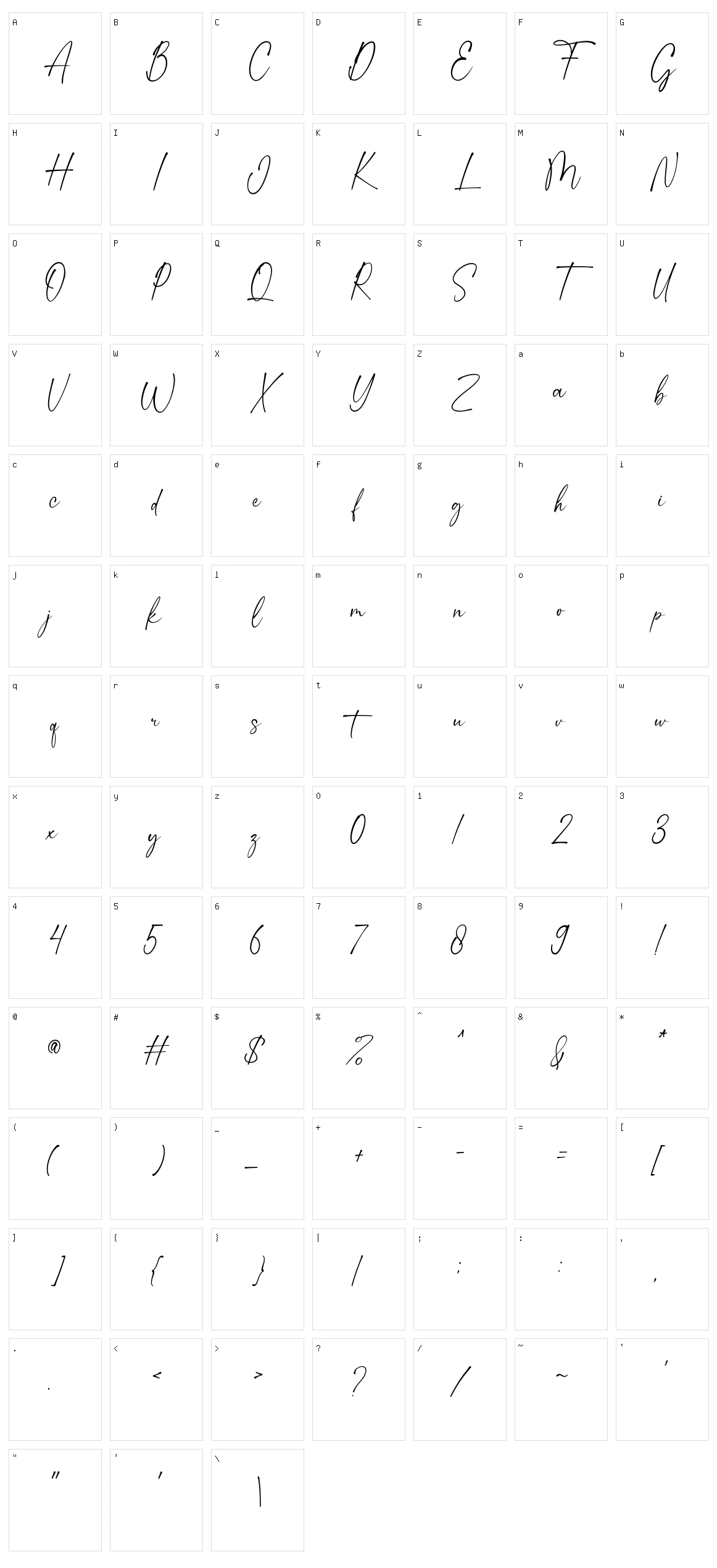 Calistha Character Set