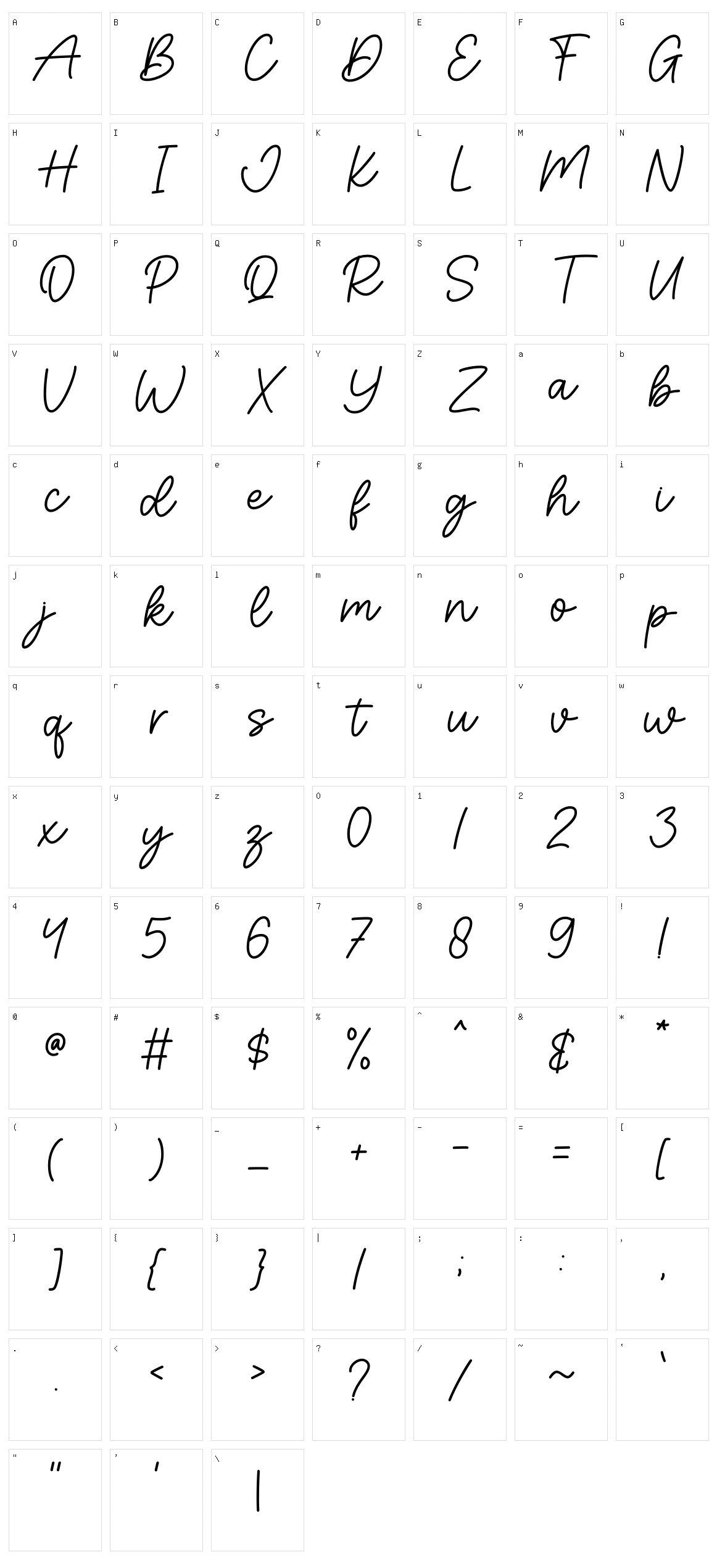 Calistie Character Set