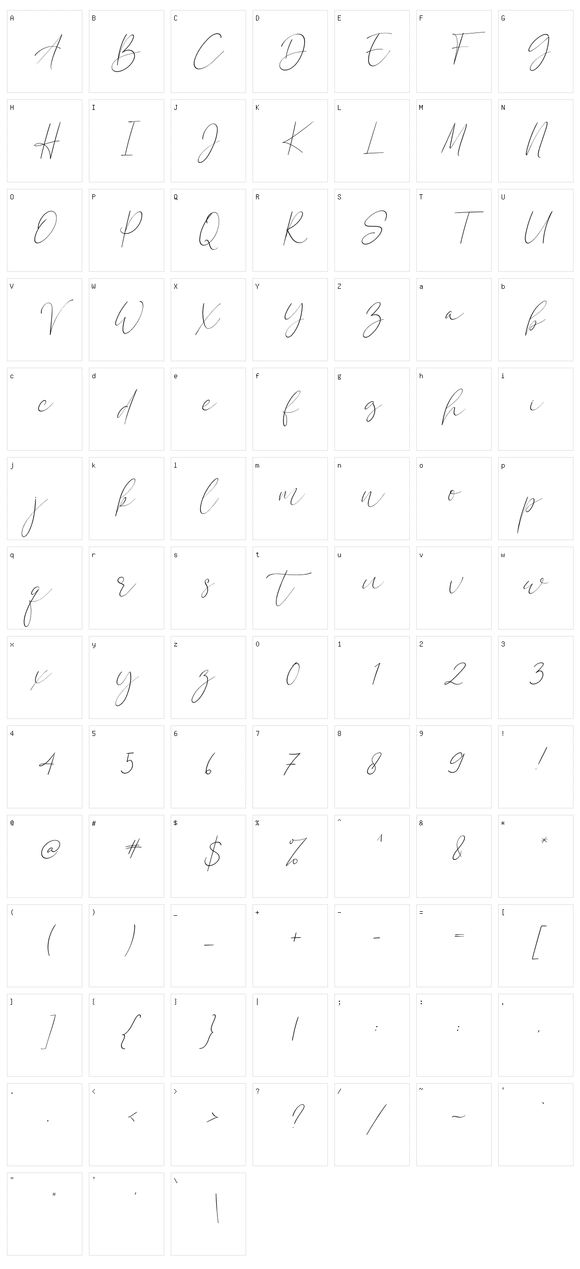 Calistin Character Set