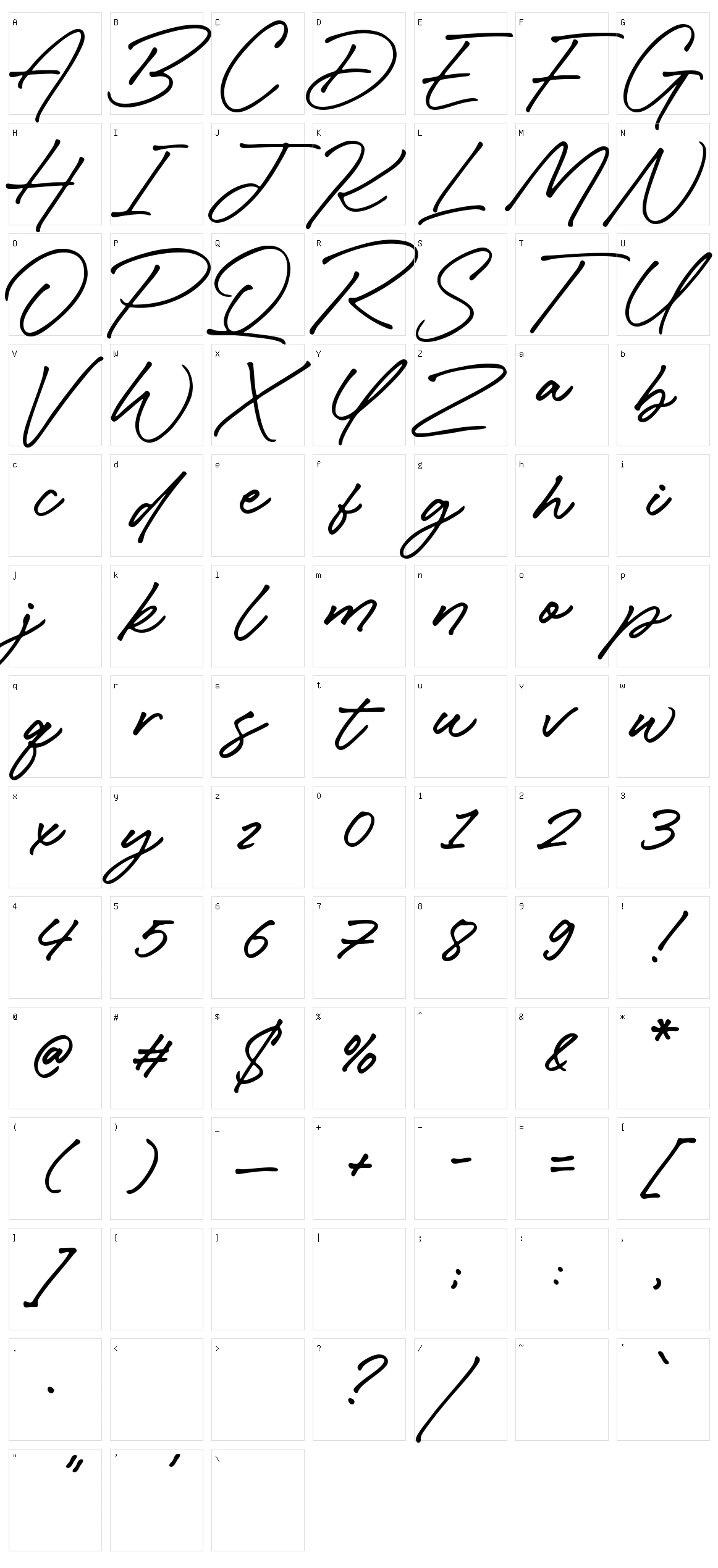 Caliway Character Set