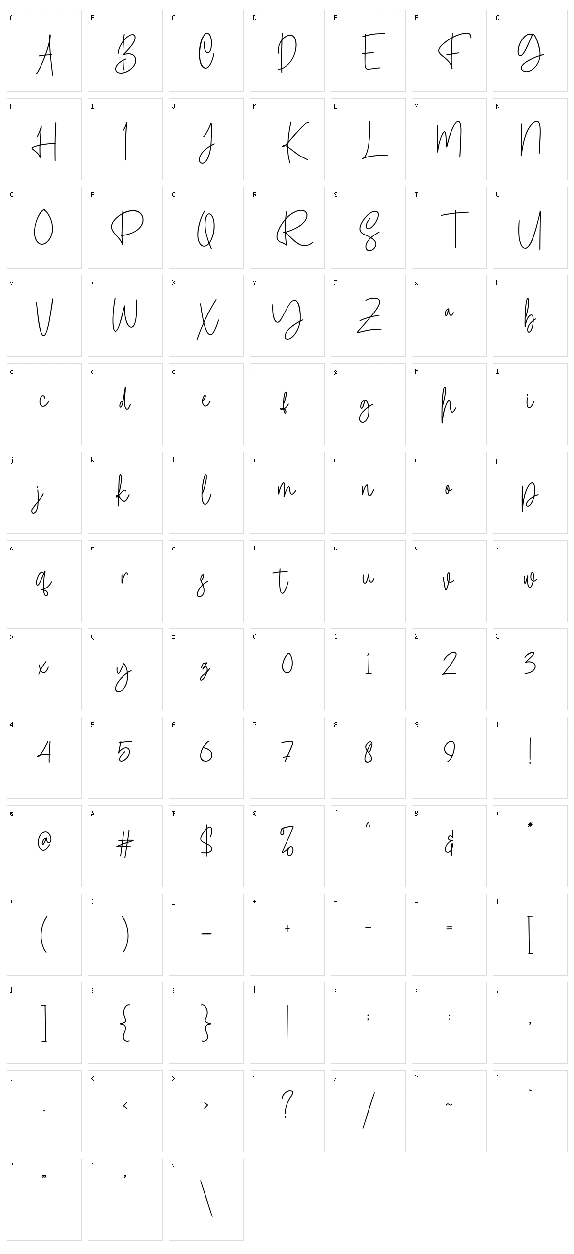 Calledliner Character Set