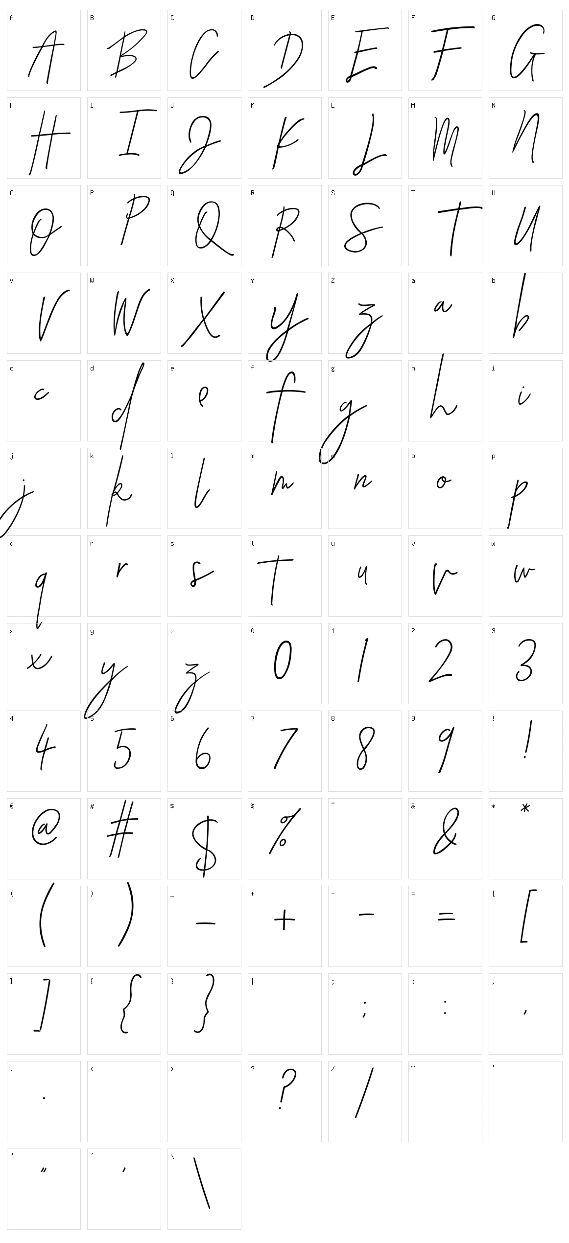 Callifornia Character Set