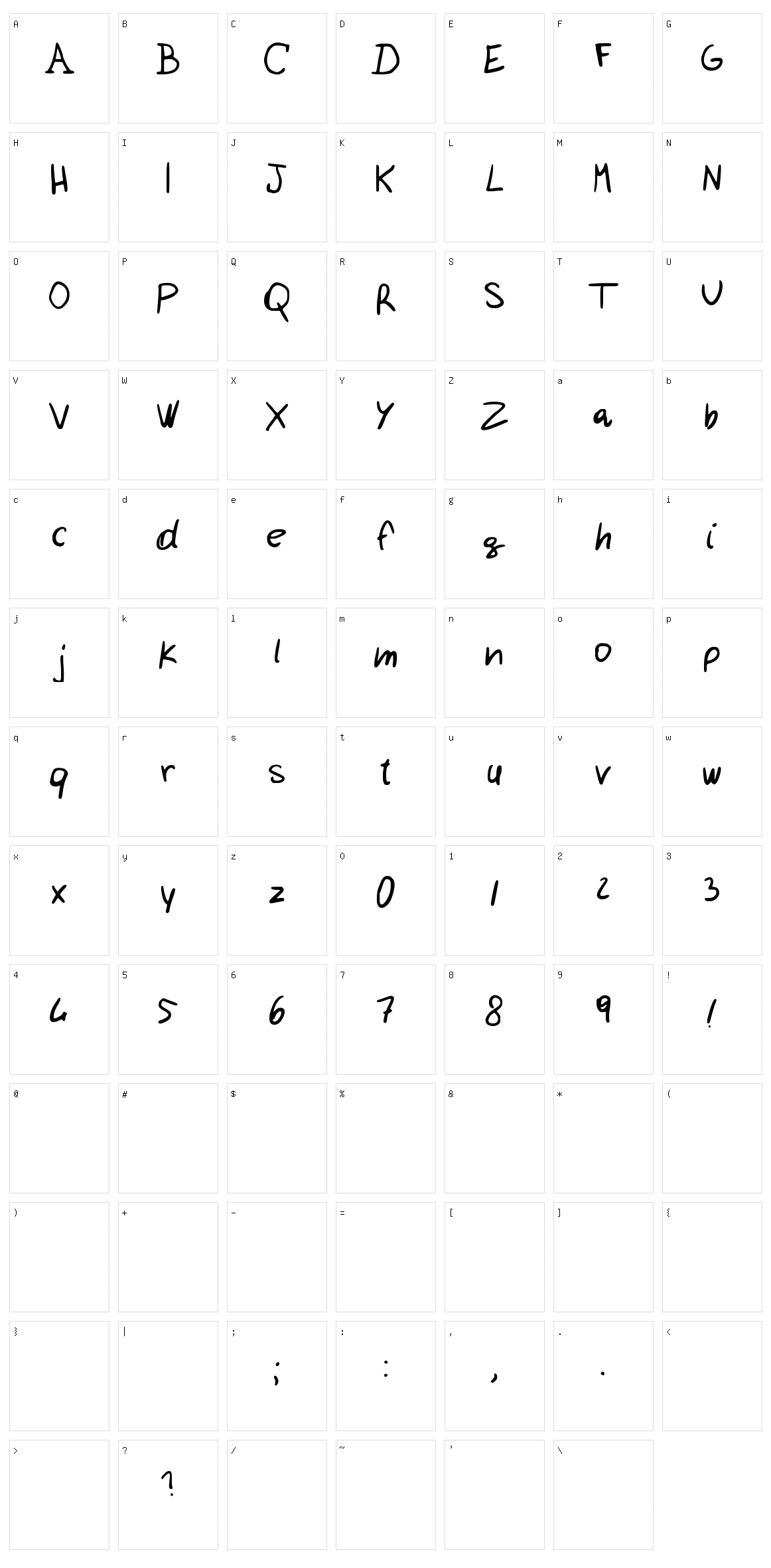 Calligrafia Sara Character Set
