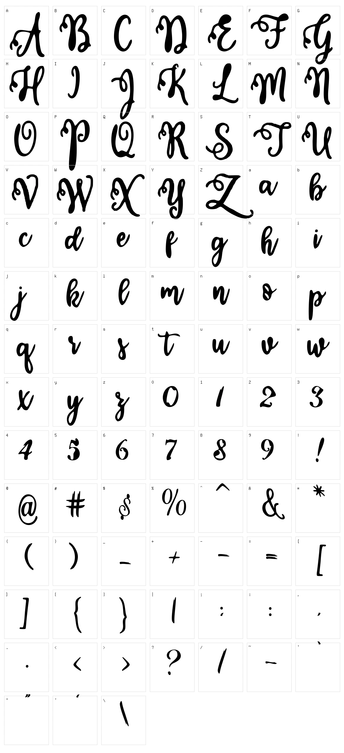 Calligraphy Stye Character Set