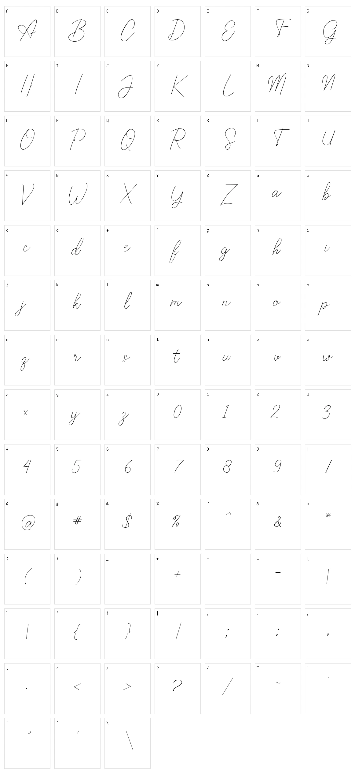 Callina Character Set