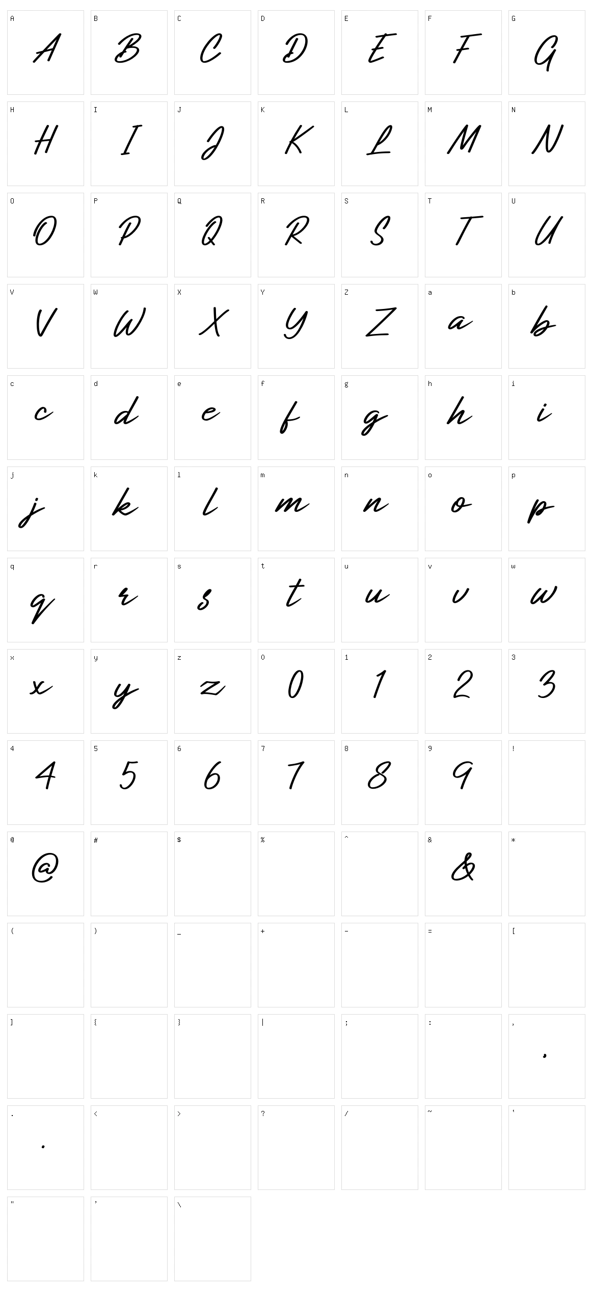 Callina Character Set