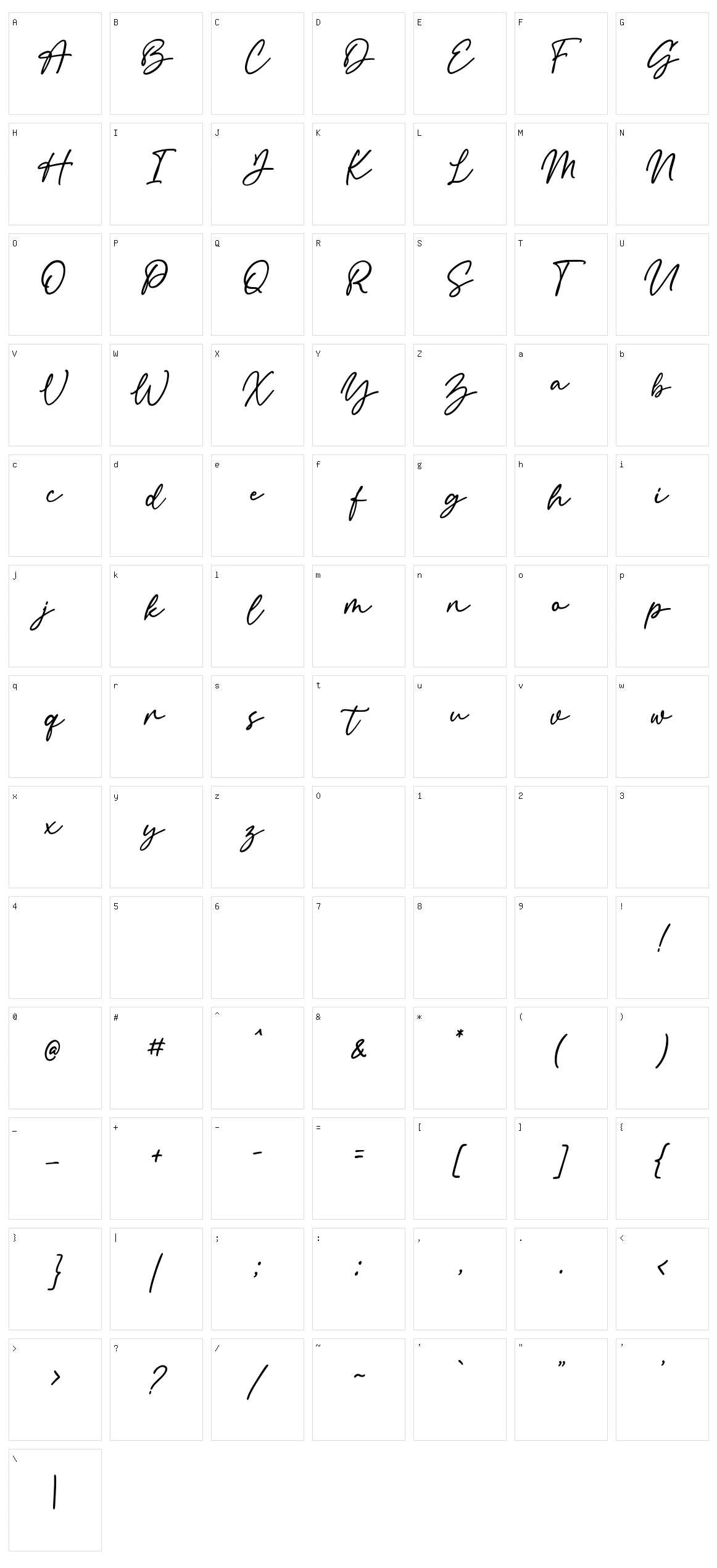 Callinda Character Set