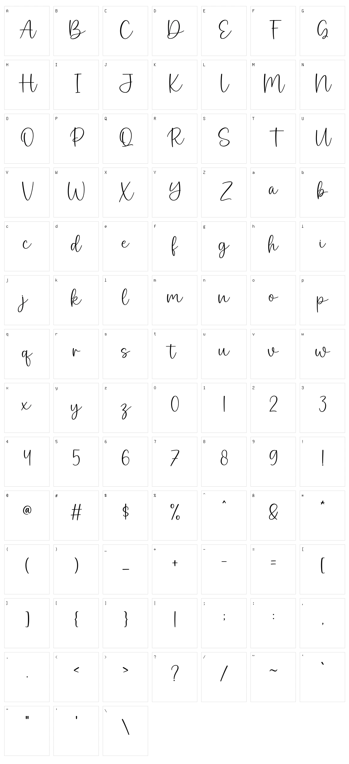 Callista Character Set