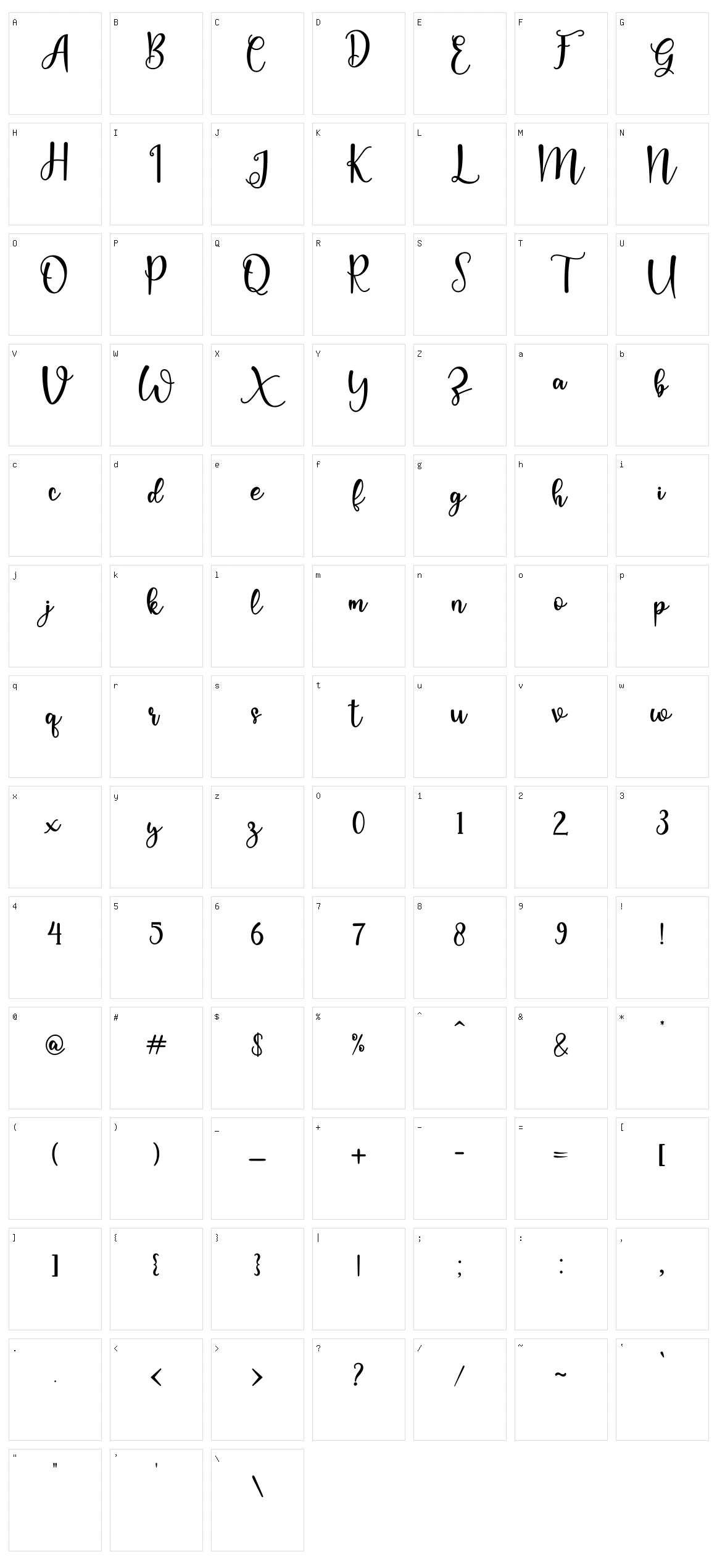 Calya Character Set
