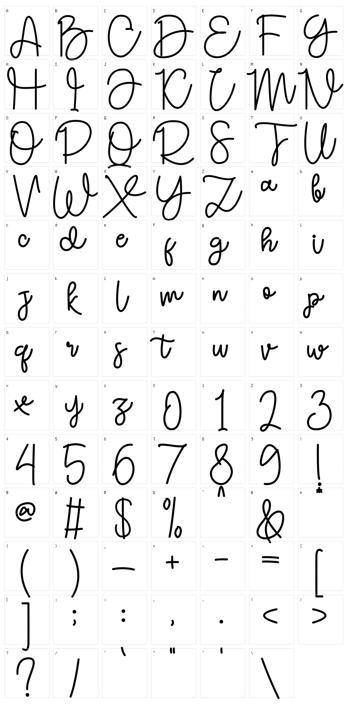 Cangeline Character Set