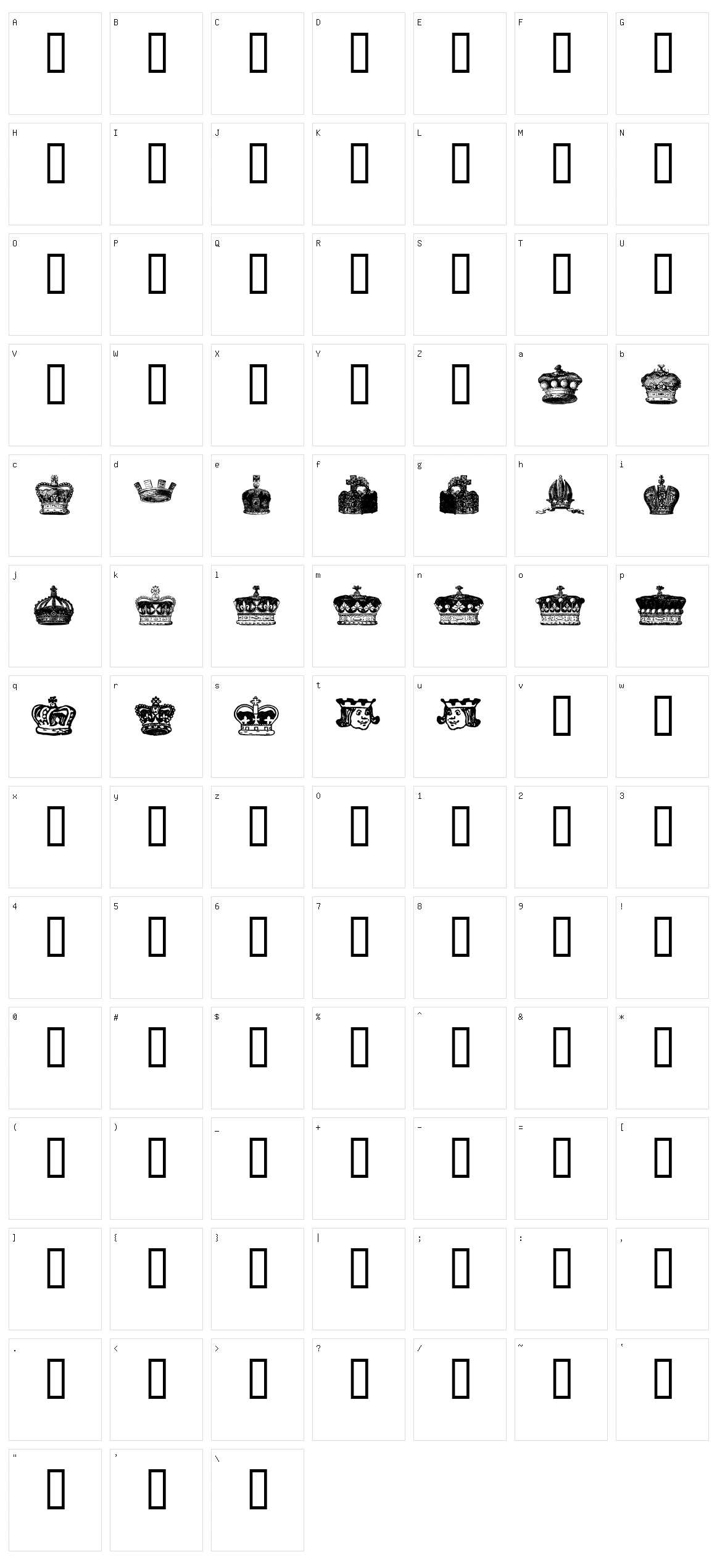 Crowns and Coronets Character Set
