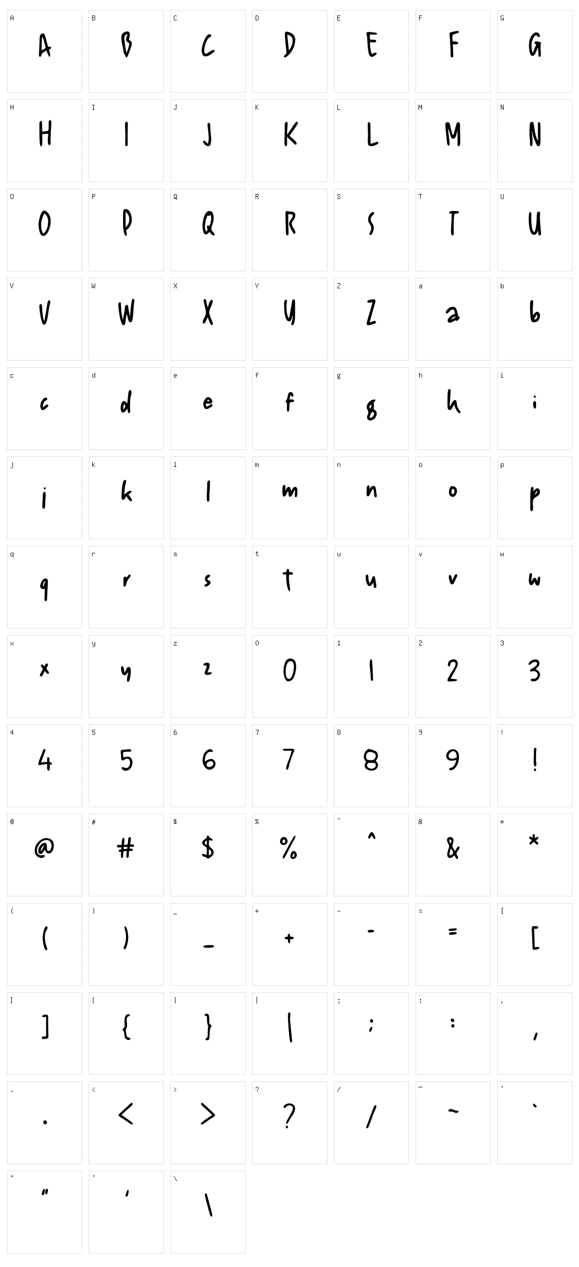 Cardhonie Character Set
