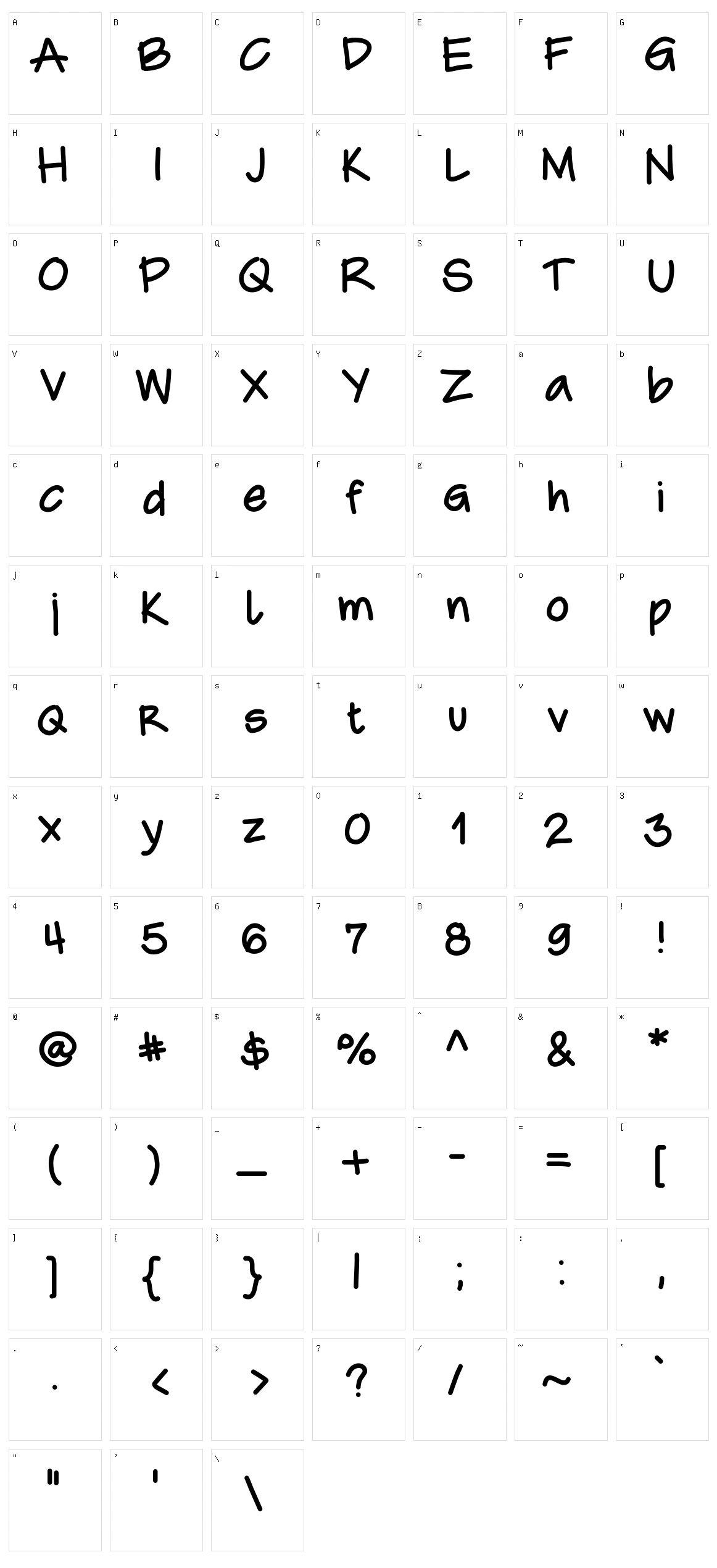 CaroHand Character Set