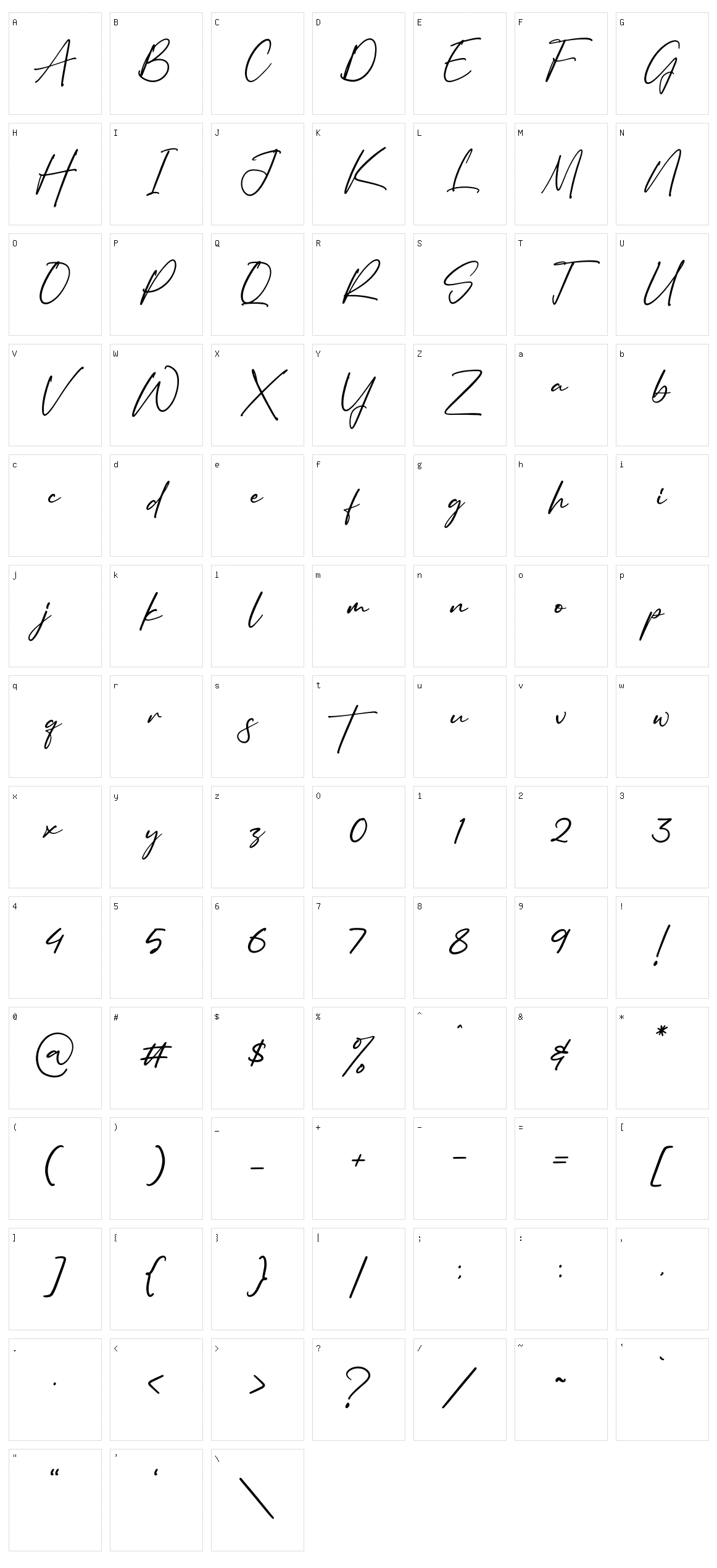 Carpethen Character Set