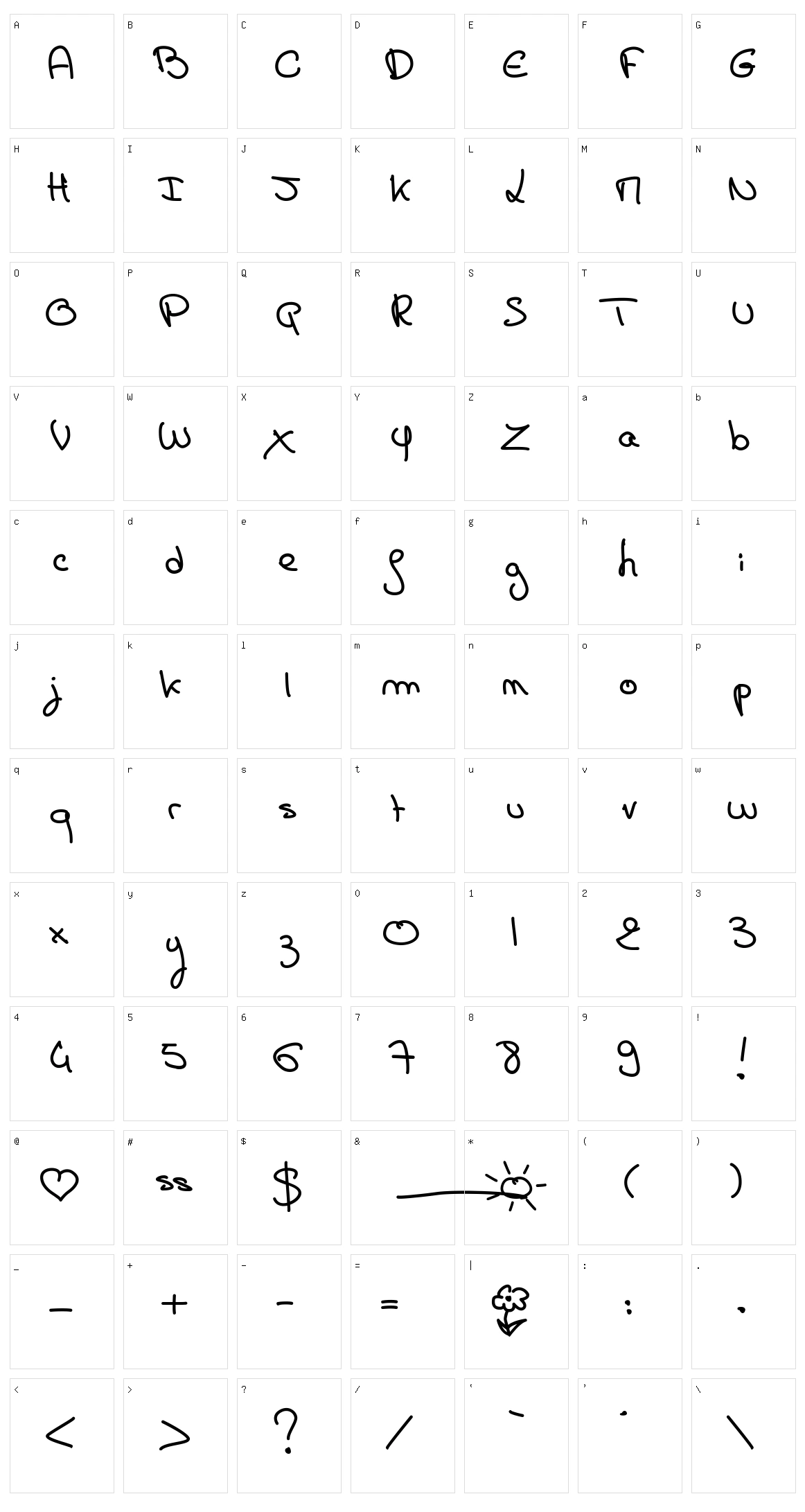 Carte Postale Character Set