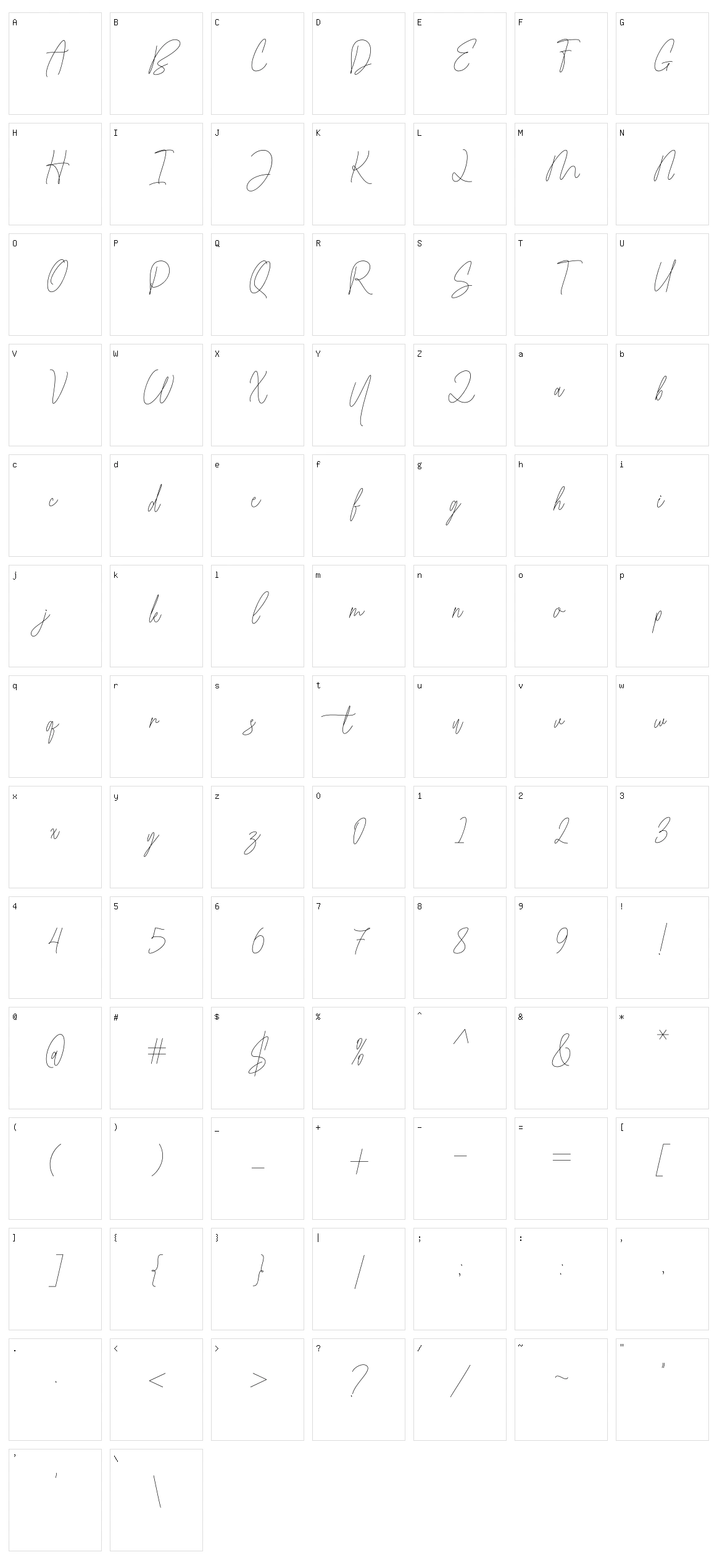 Cartis Beautyful Script Character Set