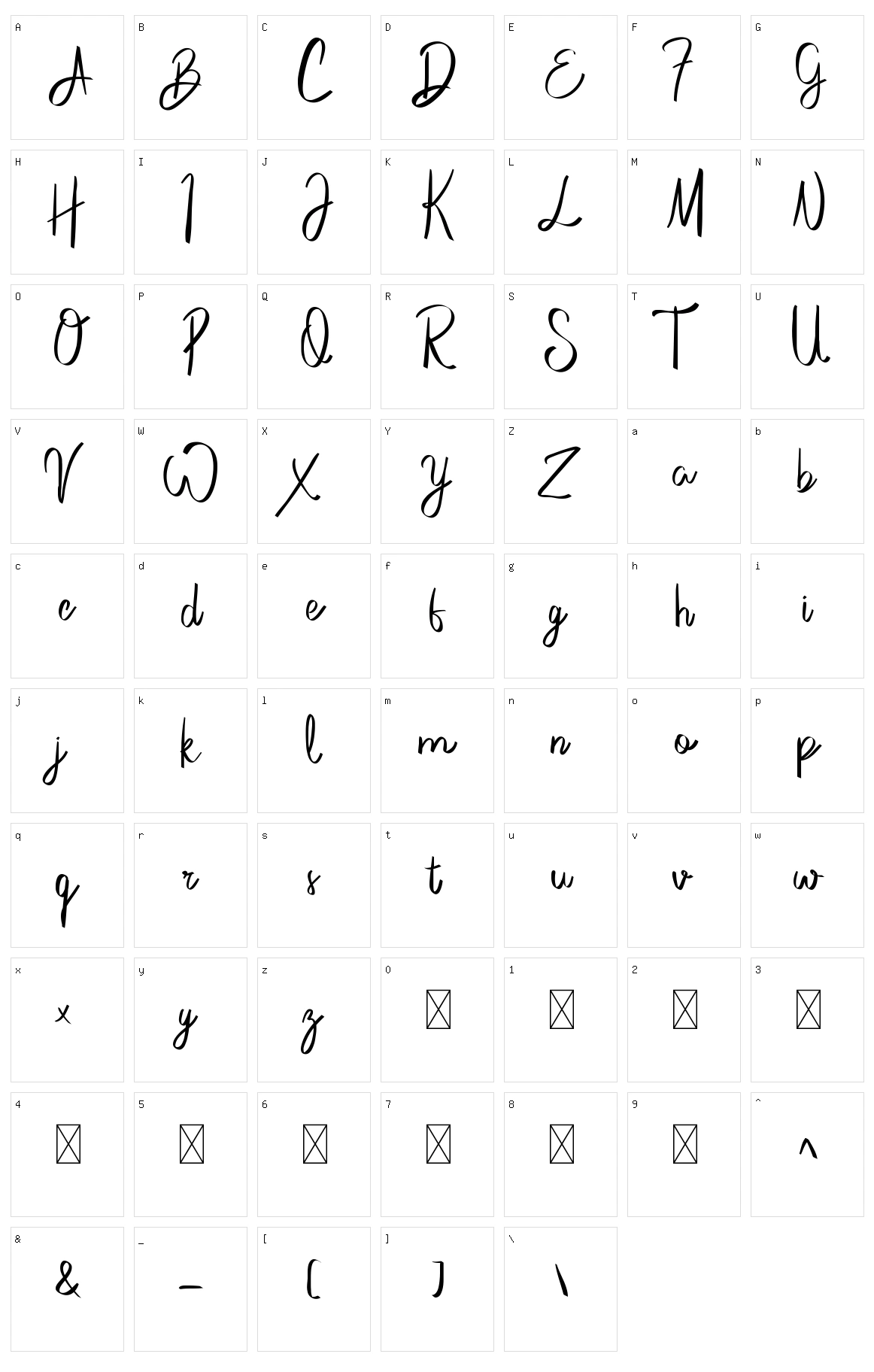 Casstino Character Set