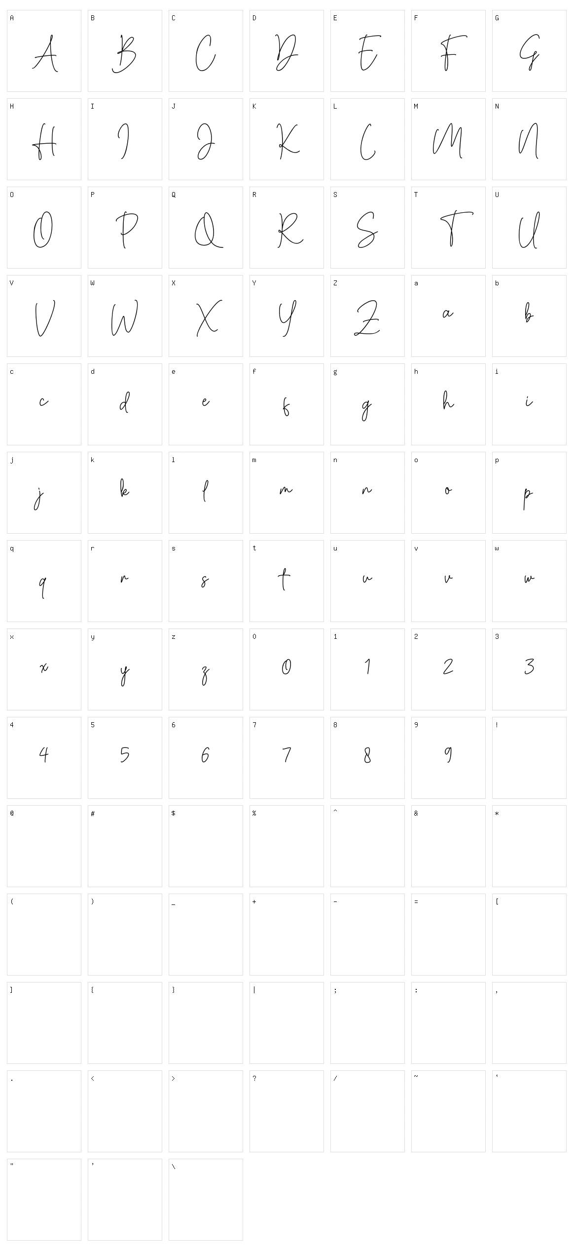 Cassual Signature Character Set