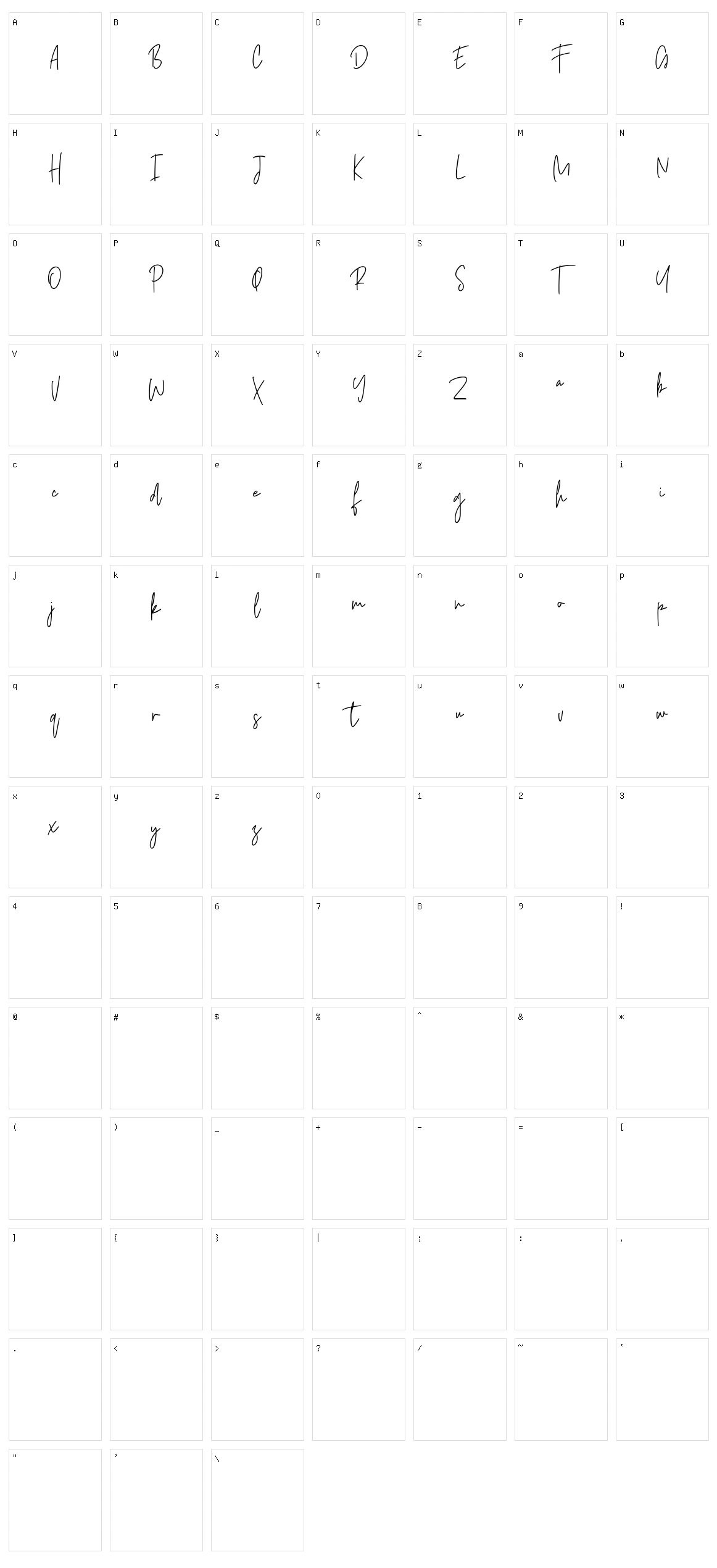 Castallier Character Set