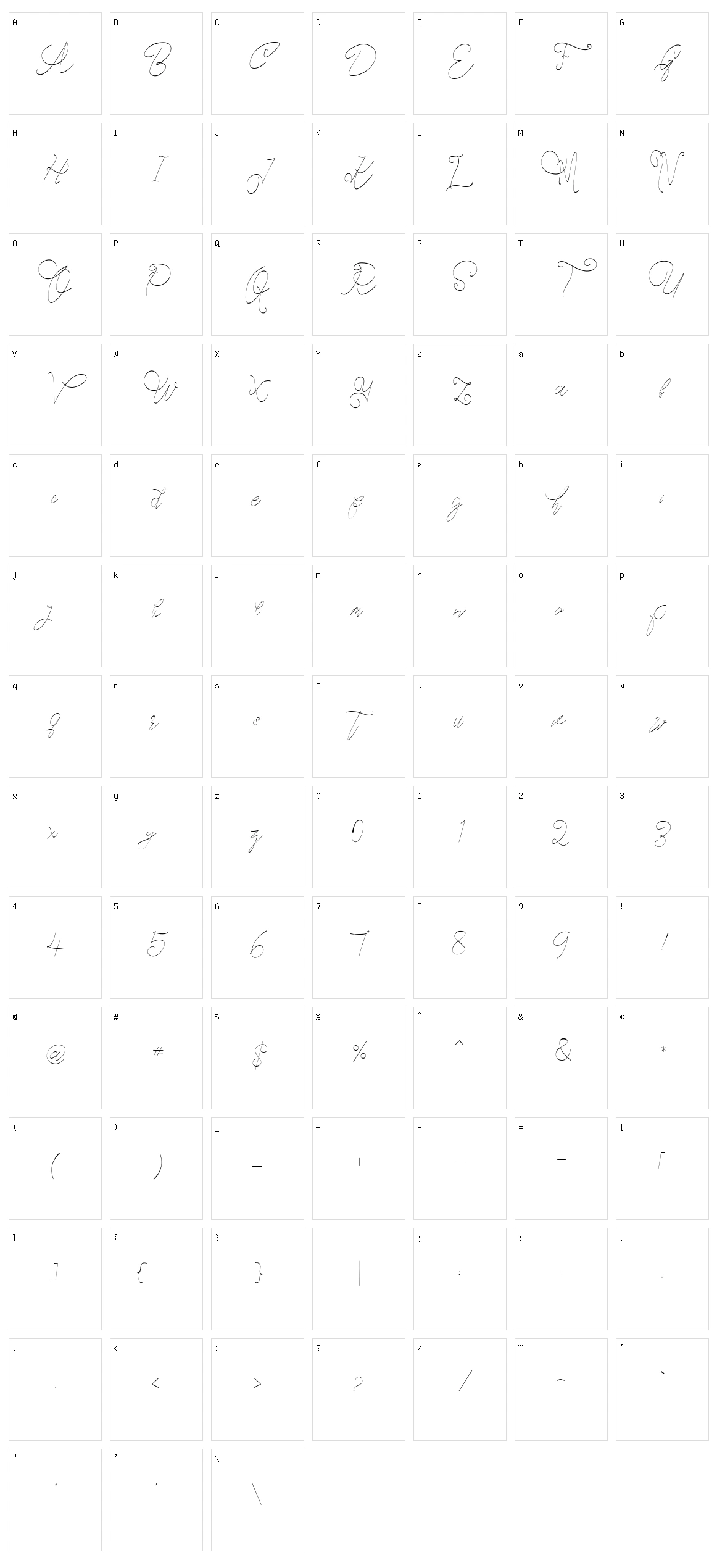 Cecilia Script Character Set