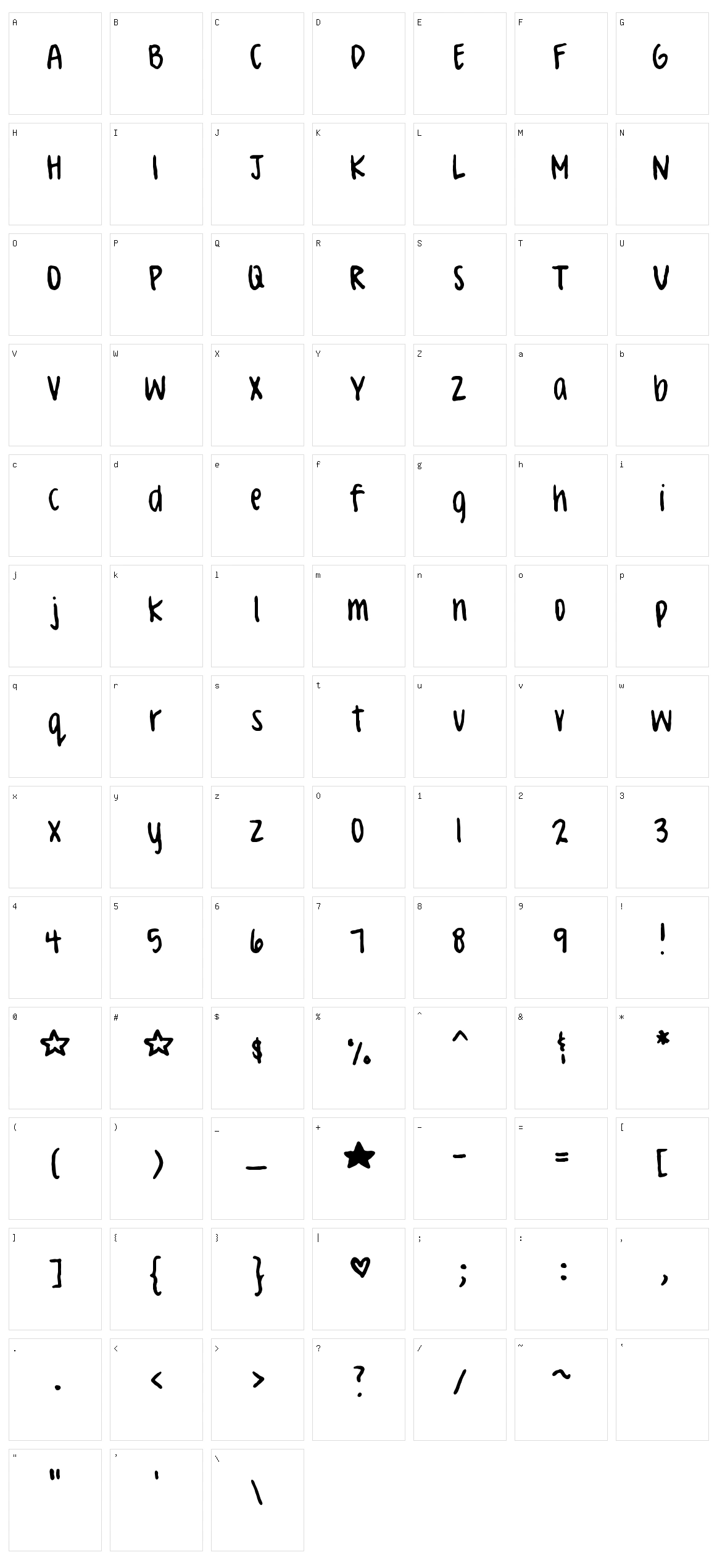 Celeste Hand Character Set