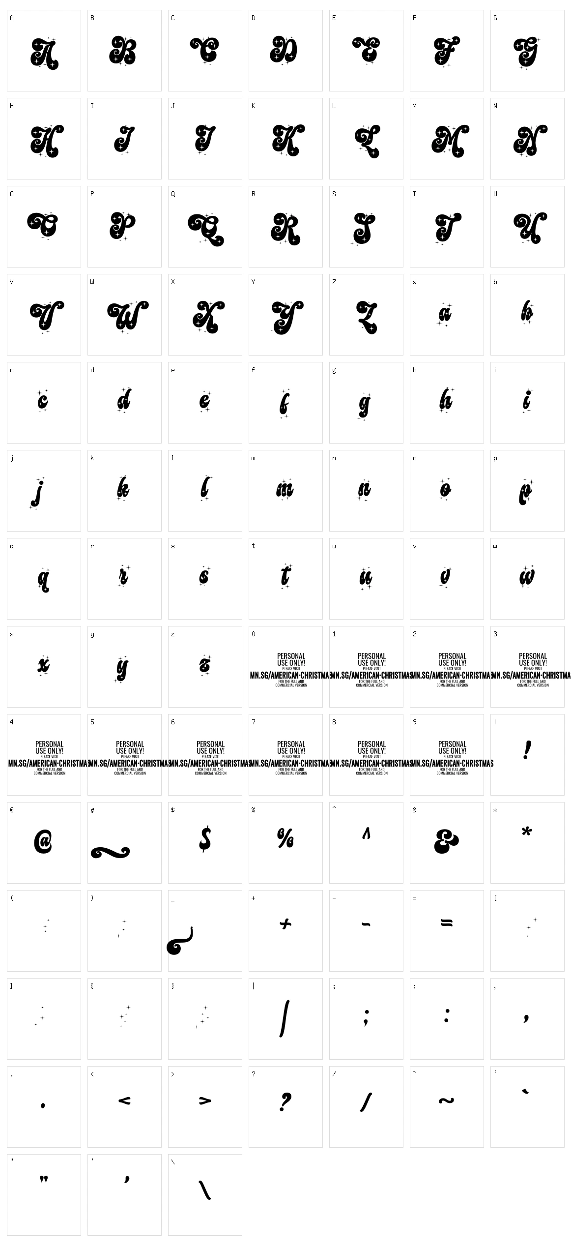 American Christmas Character Set