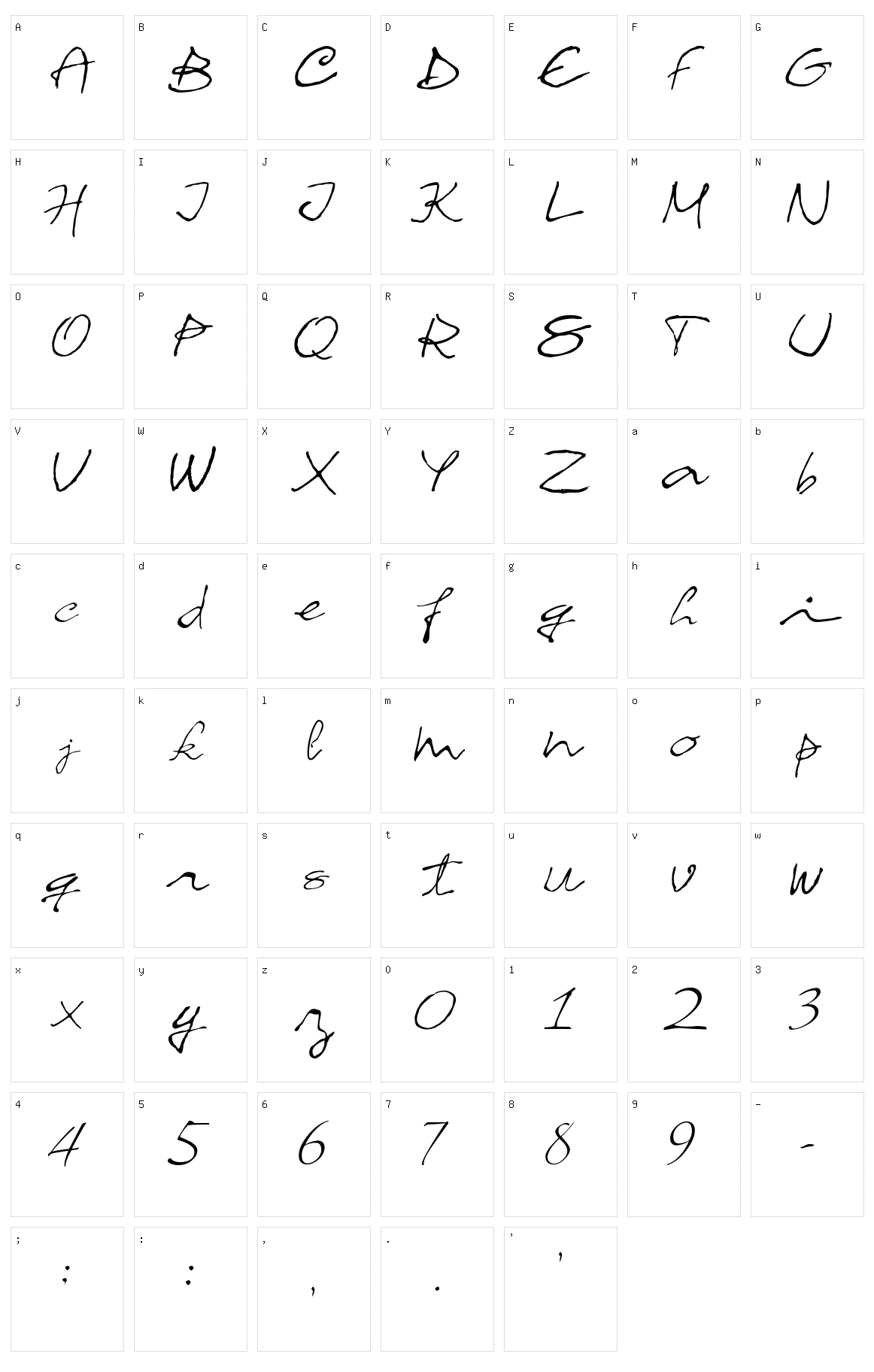 Chacross Script Character Set