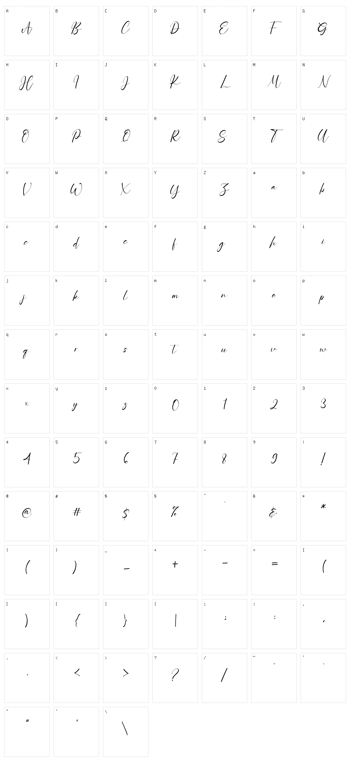 Charlotte Bella Character Set