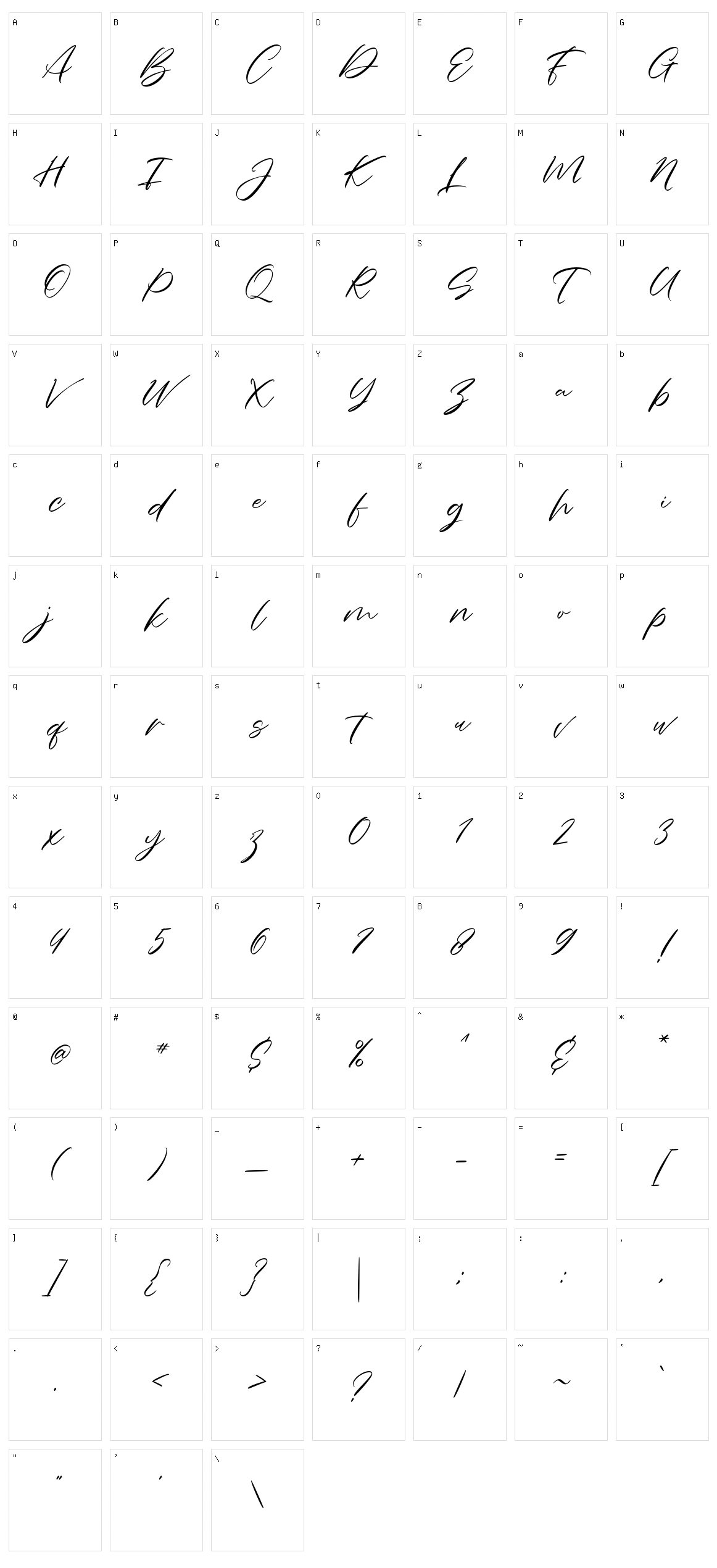 Charmelya Script Character Set