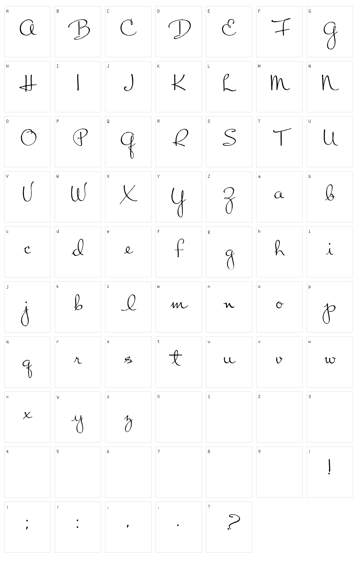 Chart Moss Character Set