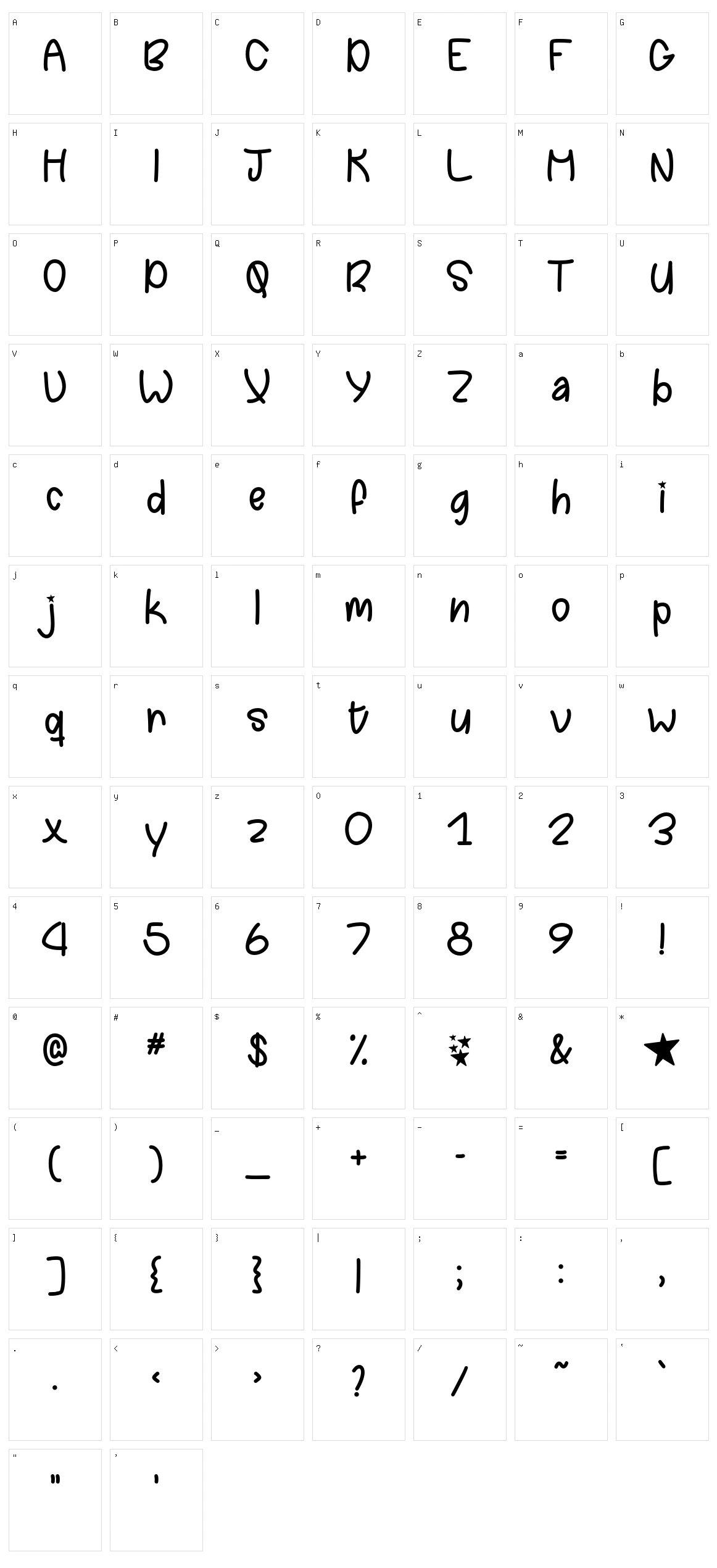 Chasing Stars Character Set