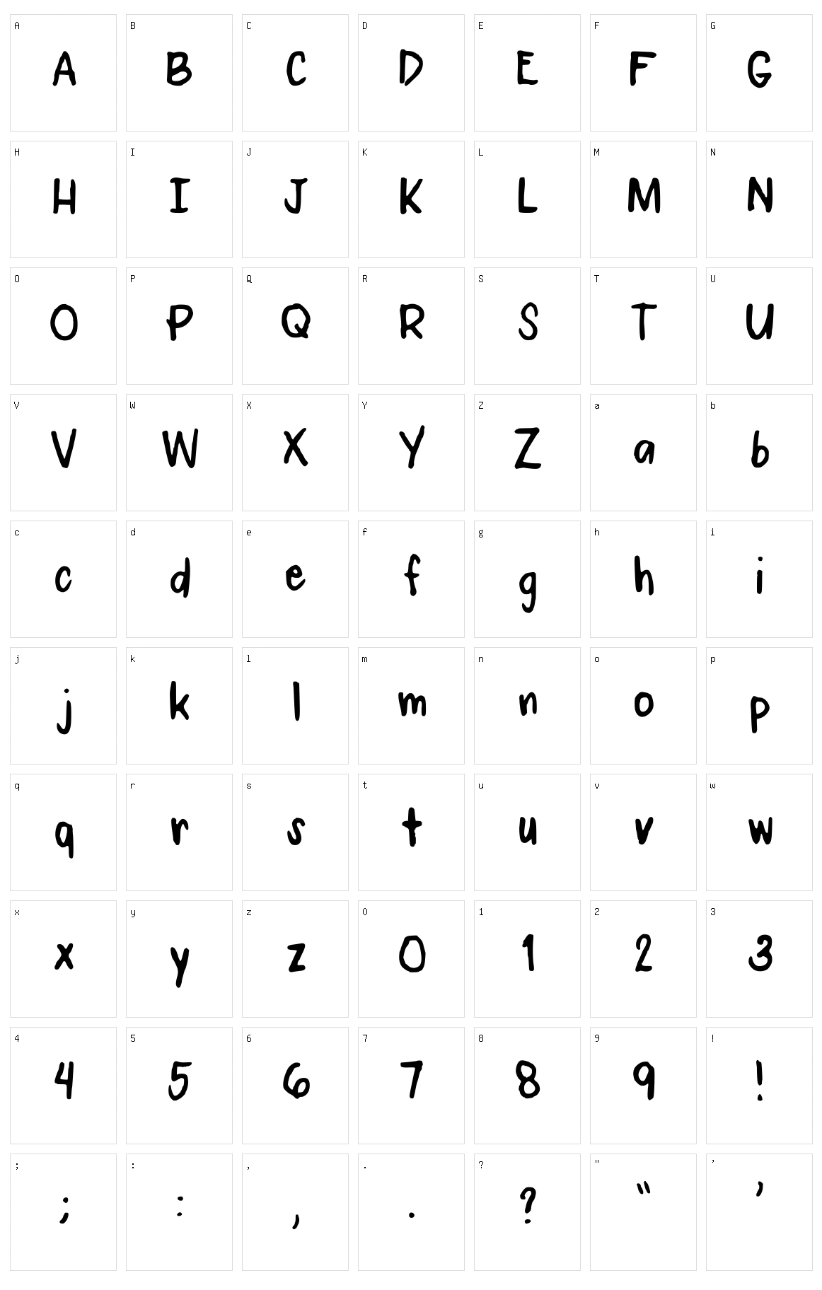 Chayi Handwriting Character Set