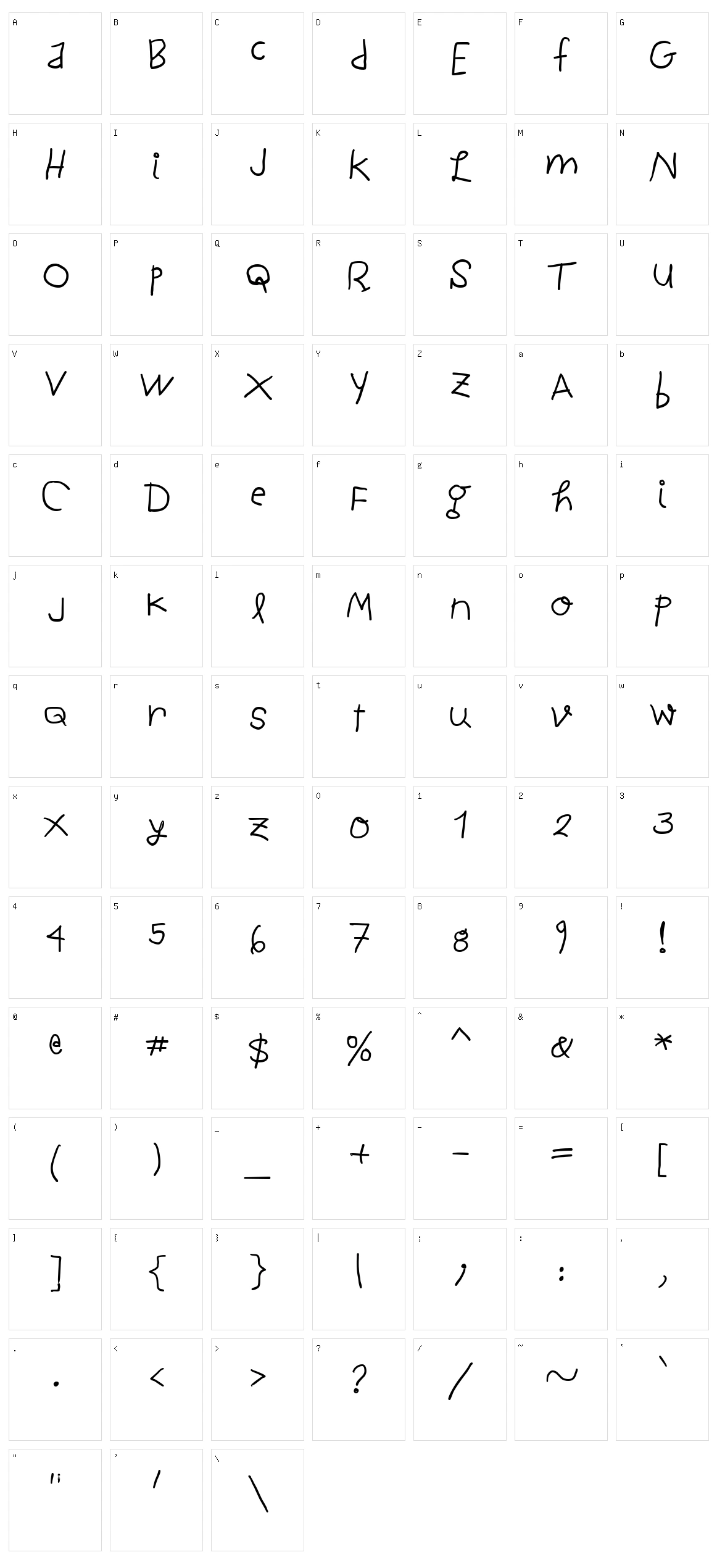 Child Written Character Set