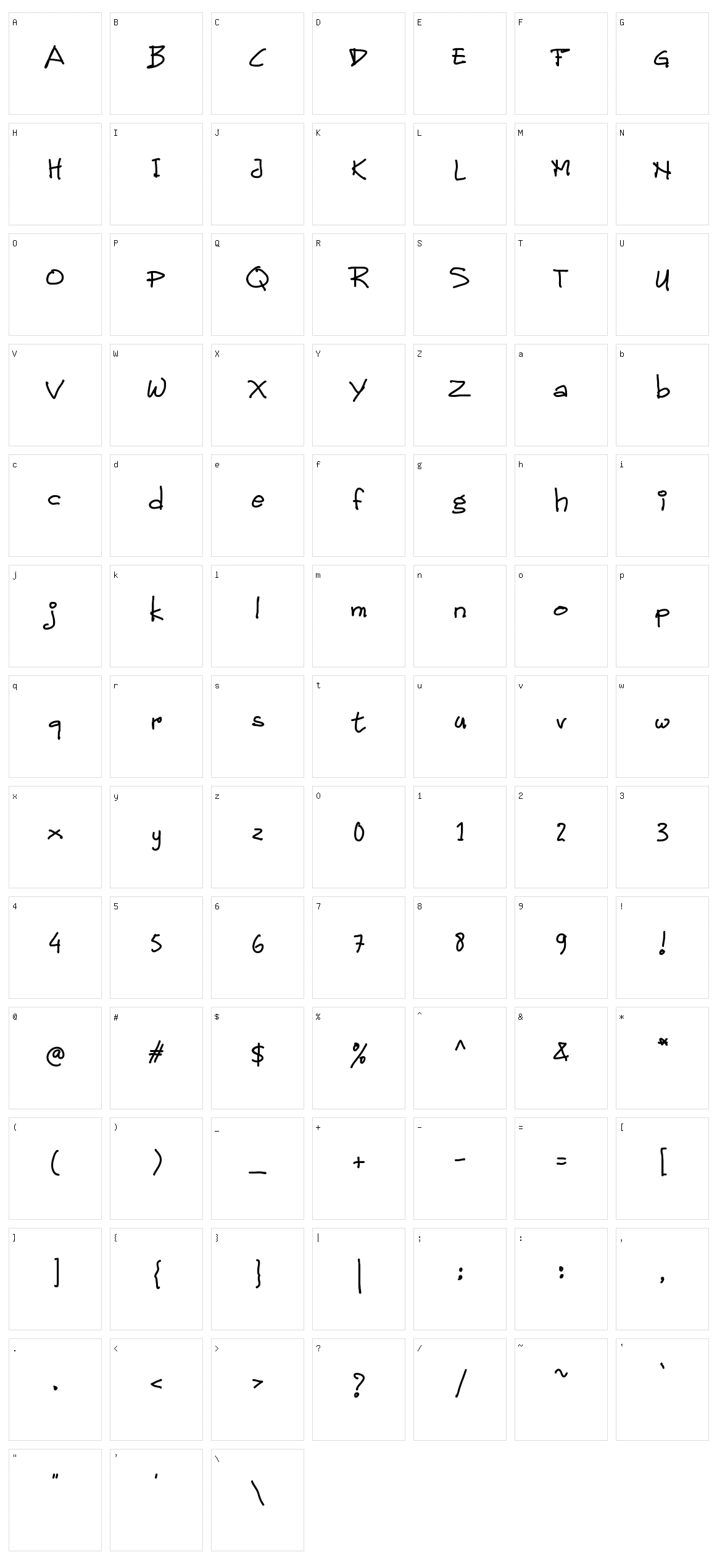 Children Handwritten Character Set