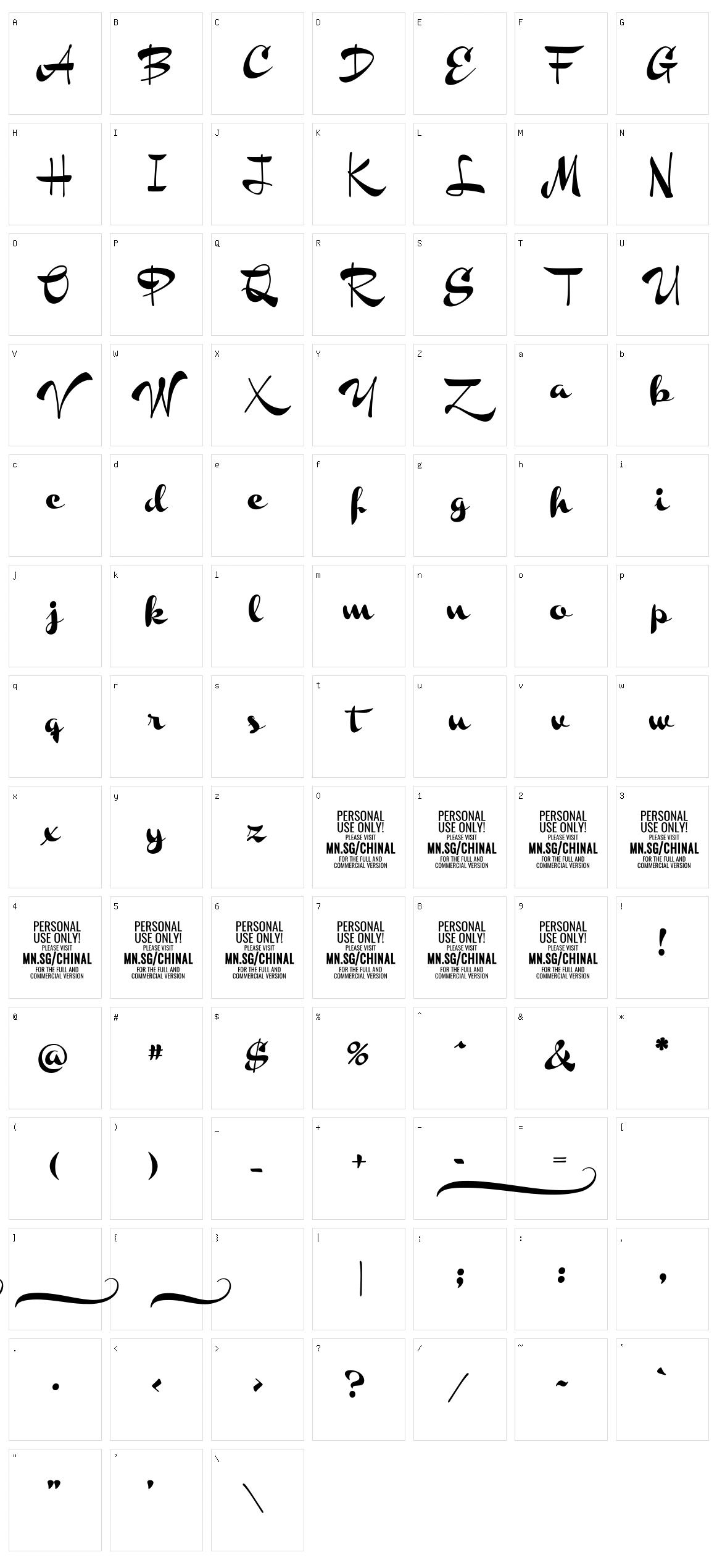 Chinal Character Set