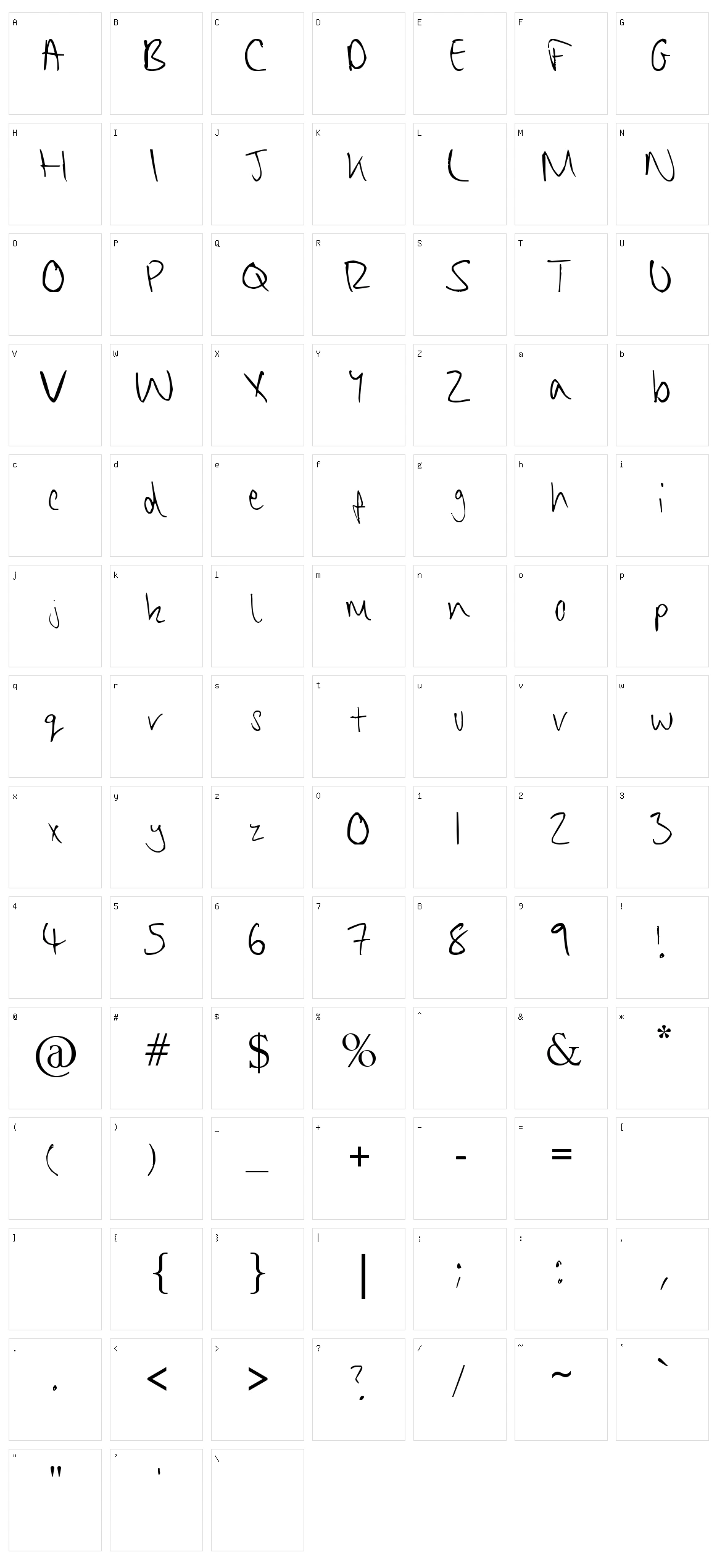 Chippy Handwriting Character Set