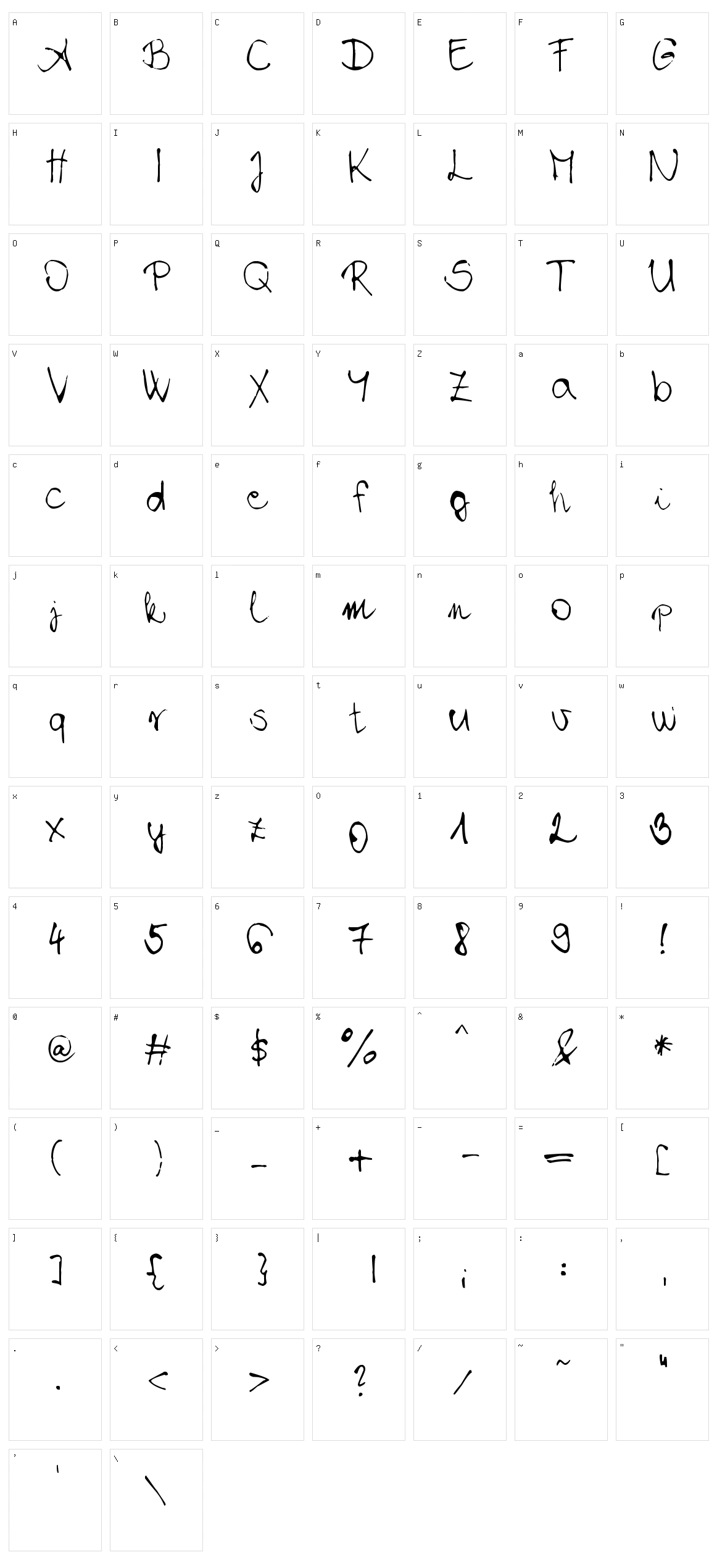 Chloe's Handwriting Character Set
