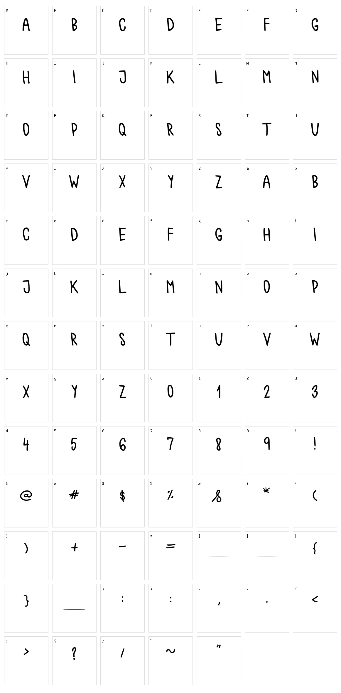 Chokoshtroko Character Set