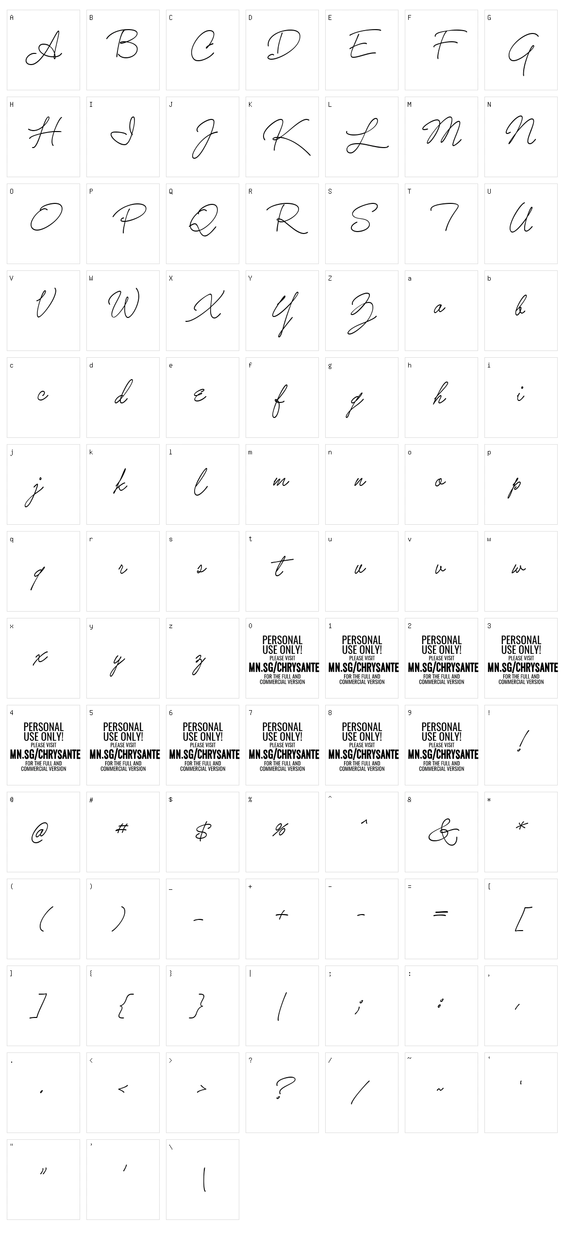 Chrysante Character Set