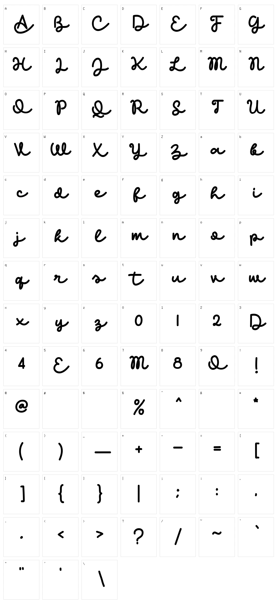 Cinthia Character Set