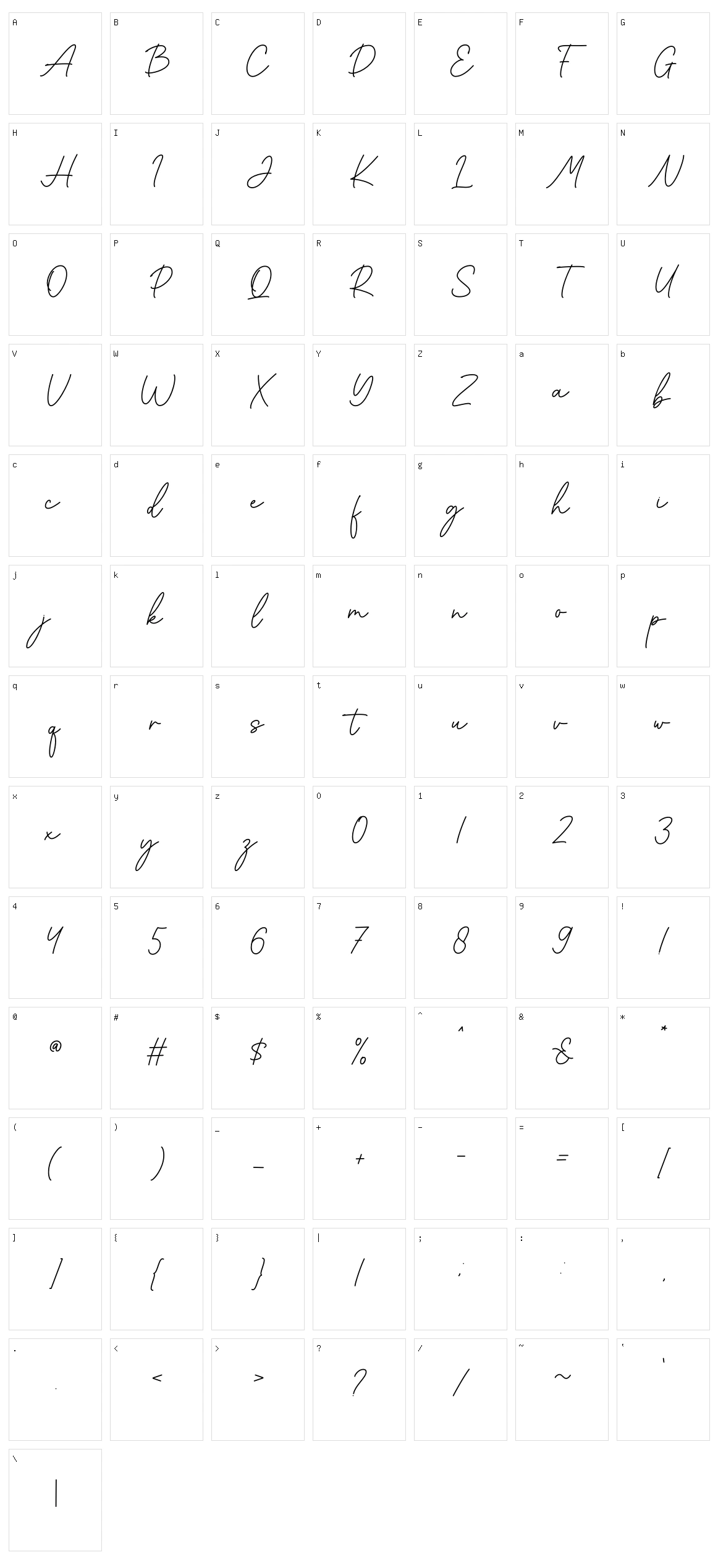Cinthya Character Set