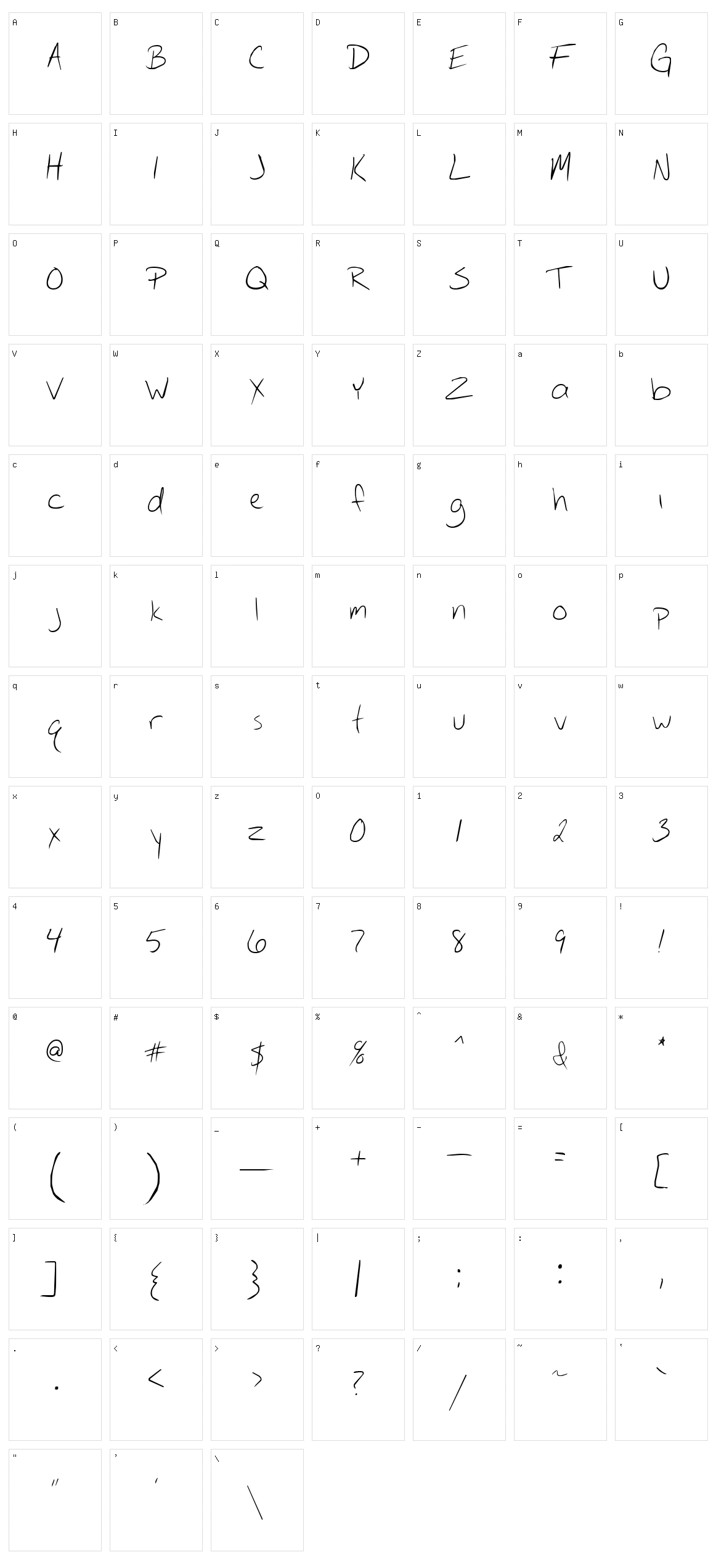 Circ Handwriting Character Set