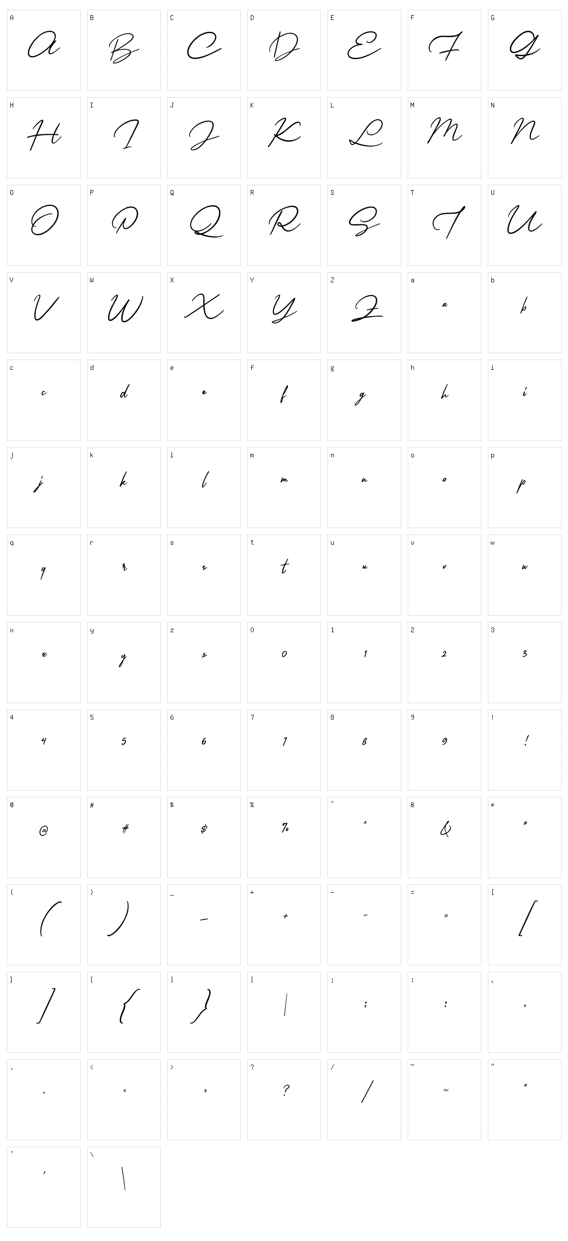 Citanya Script Character Set
