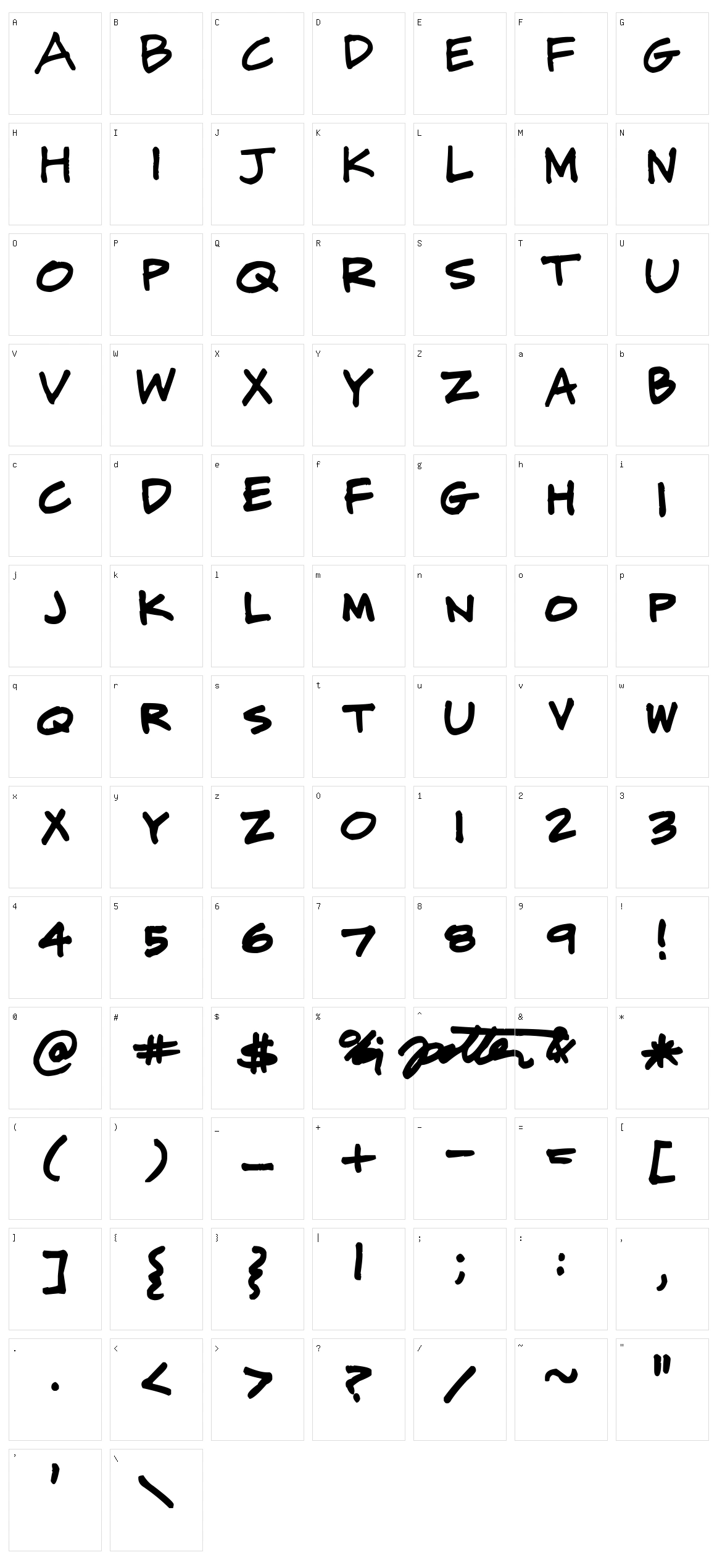 CJ Potter Handwriting Character Set