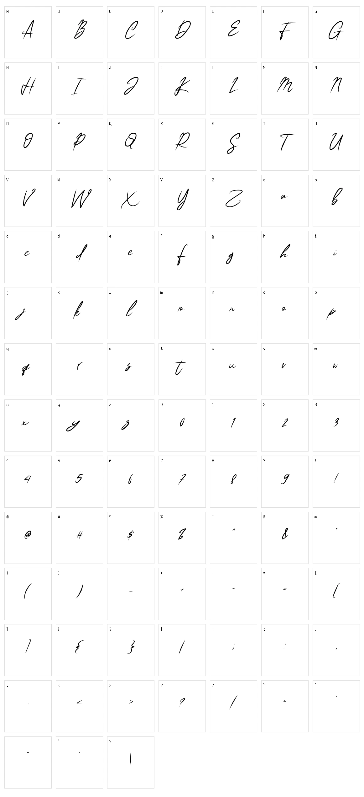 Classic Signature Character Set