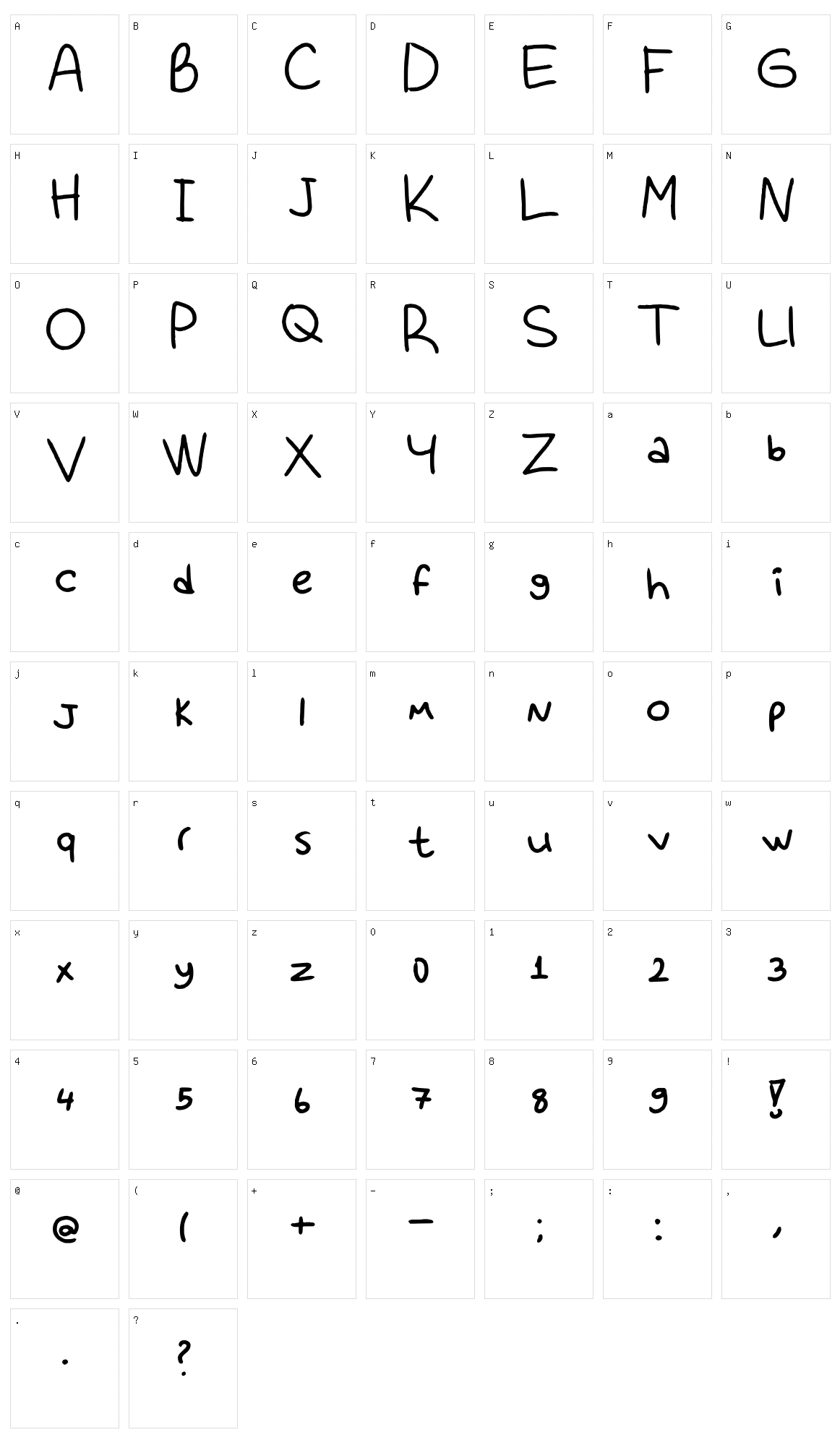 Clumsy Character Set