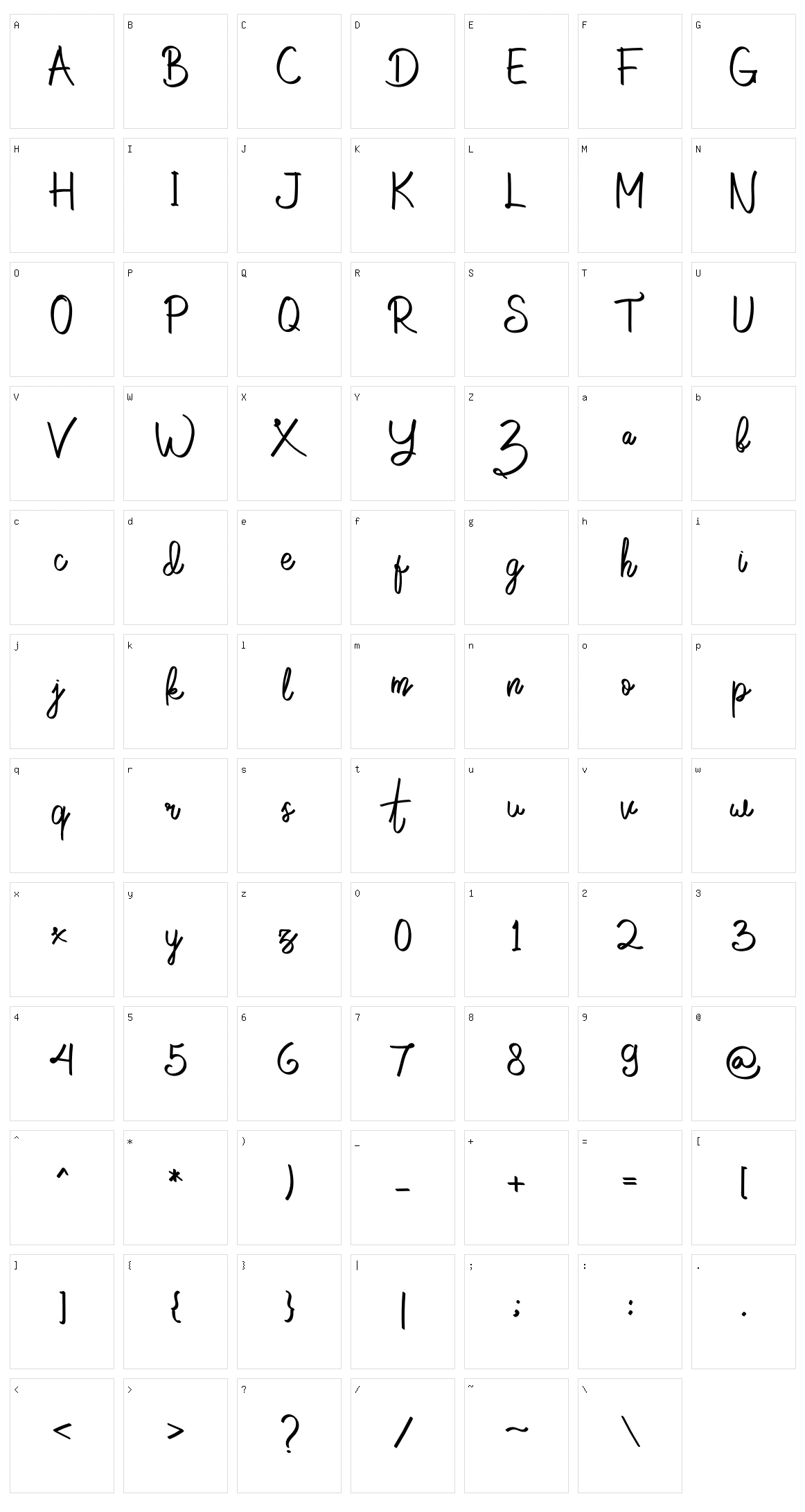 Cobain Aja Character Set