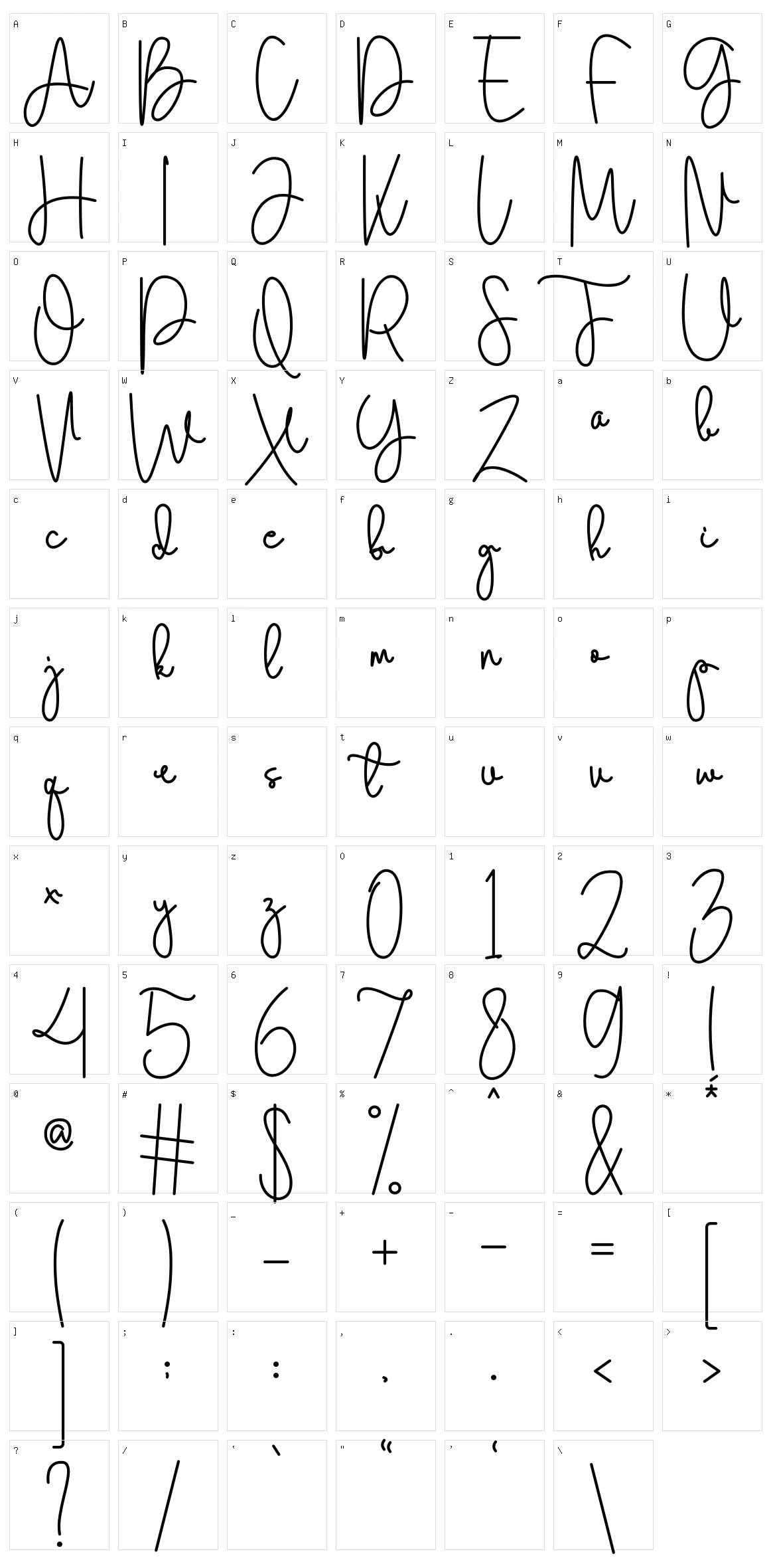 Coby Daila Character Set